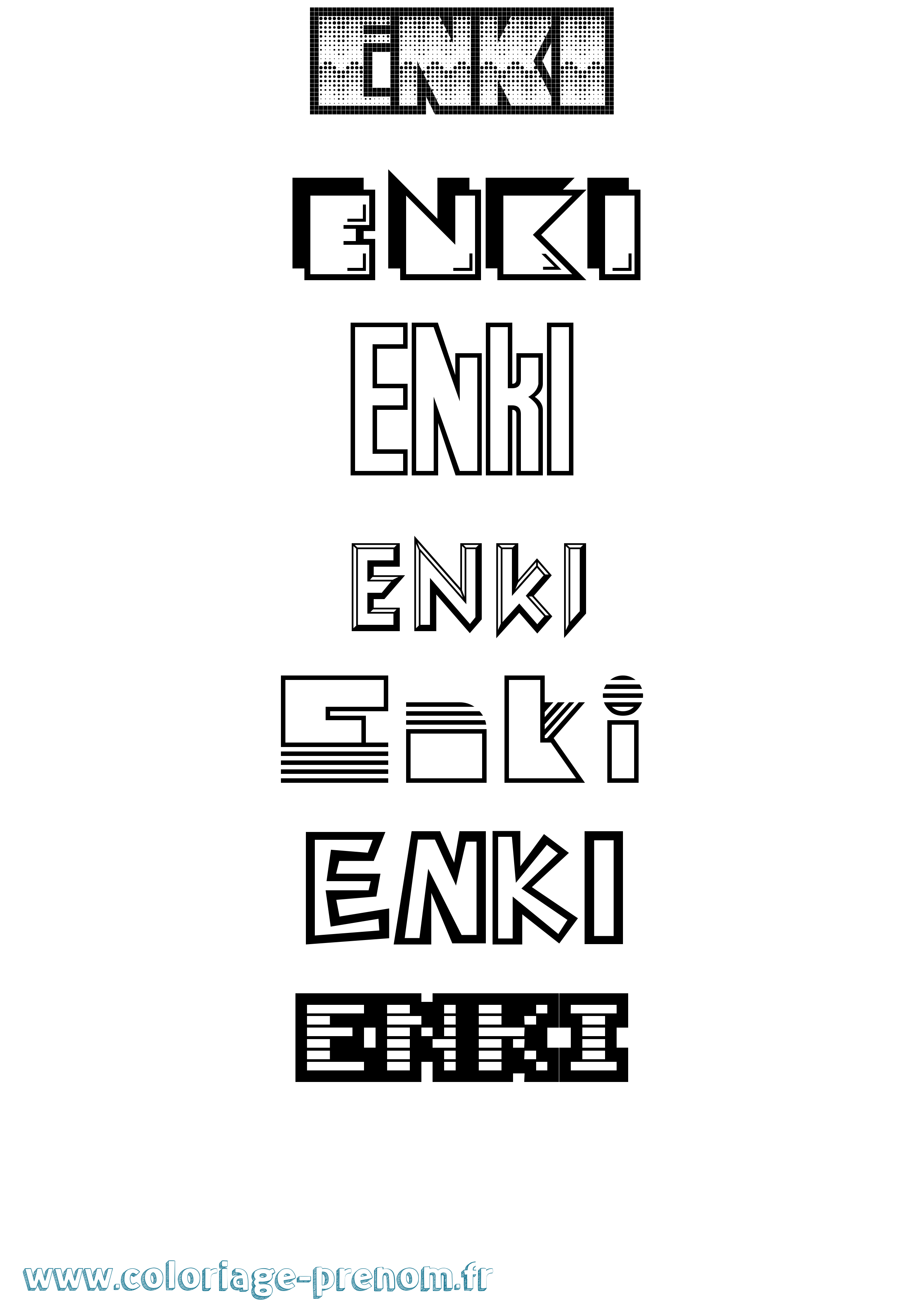 Coloriage Enki Jeux Vidéos Coloriage prénom Enki Jeux Vidéos