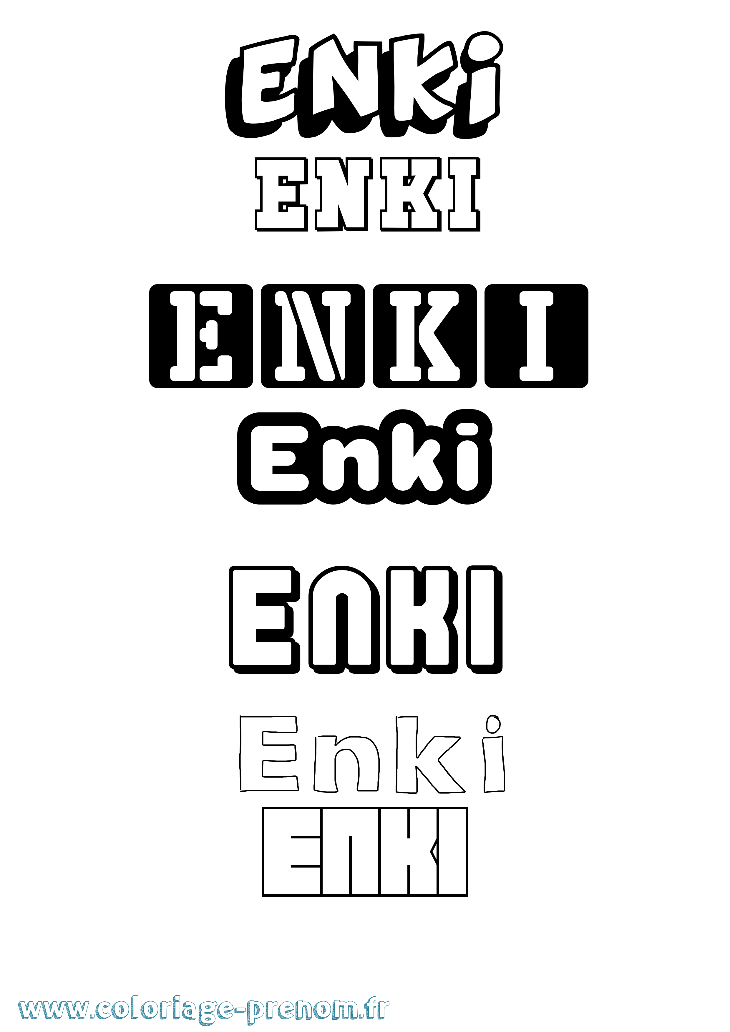 Coloriage Enki Simple Coloriage prénom Enki Simple