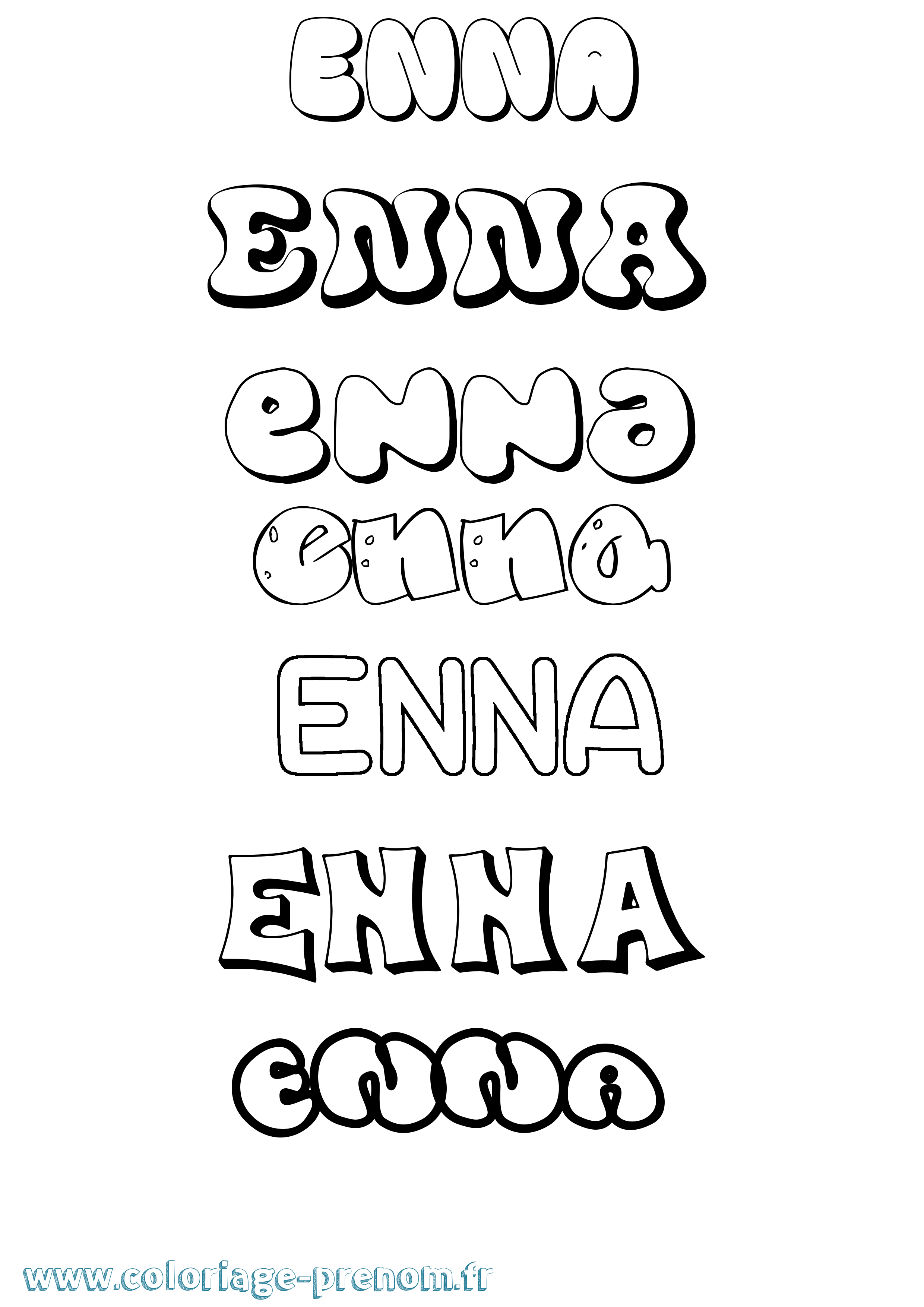 Coloriage Enna Bubble Coloriage prénom Enna Bubble