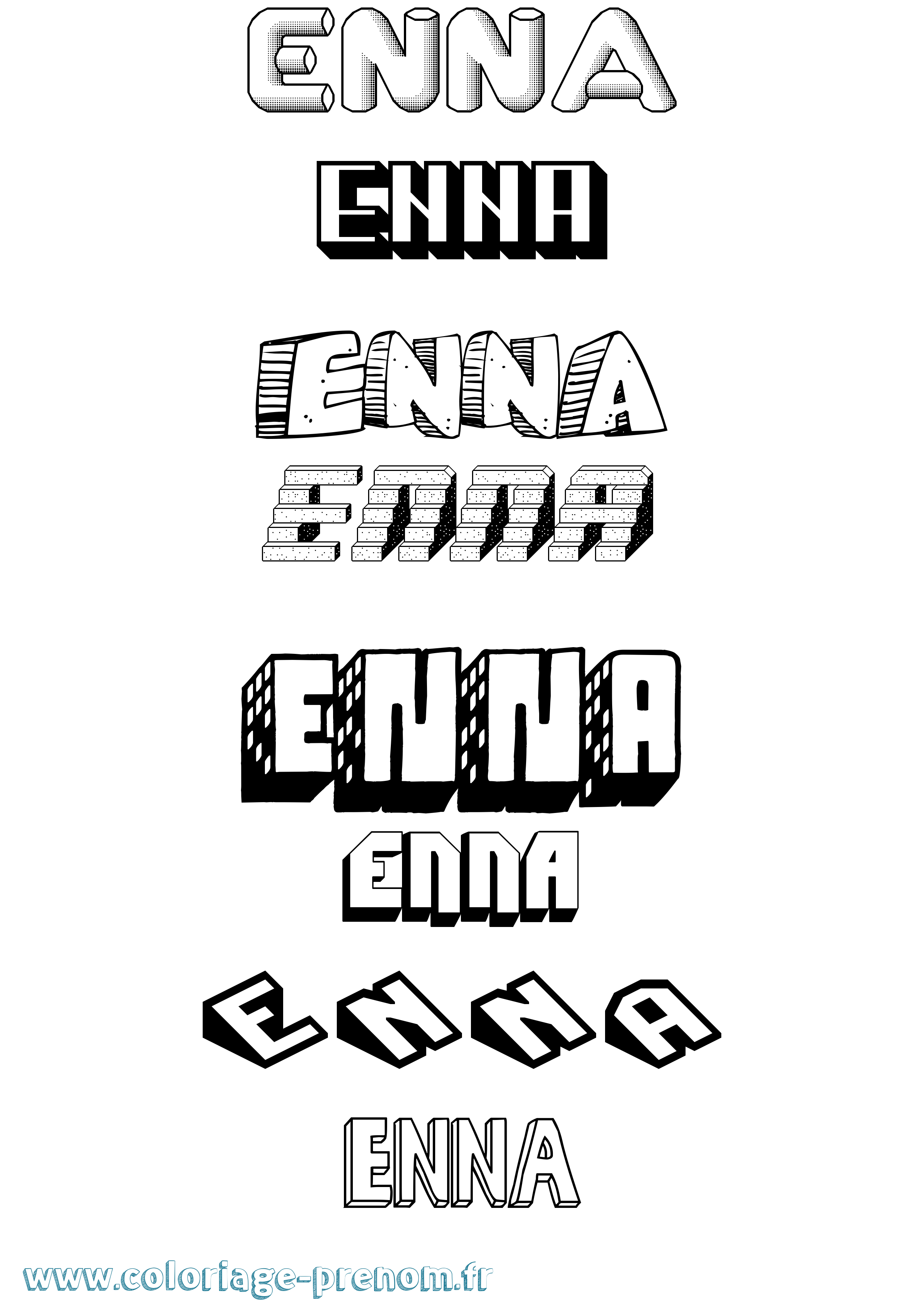 Coloriage Enna Effet 3D Coloriage prénom Enna Effet 3D