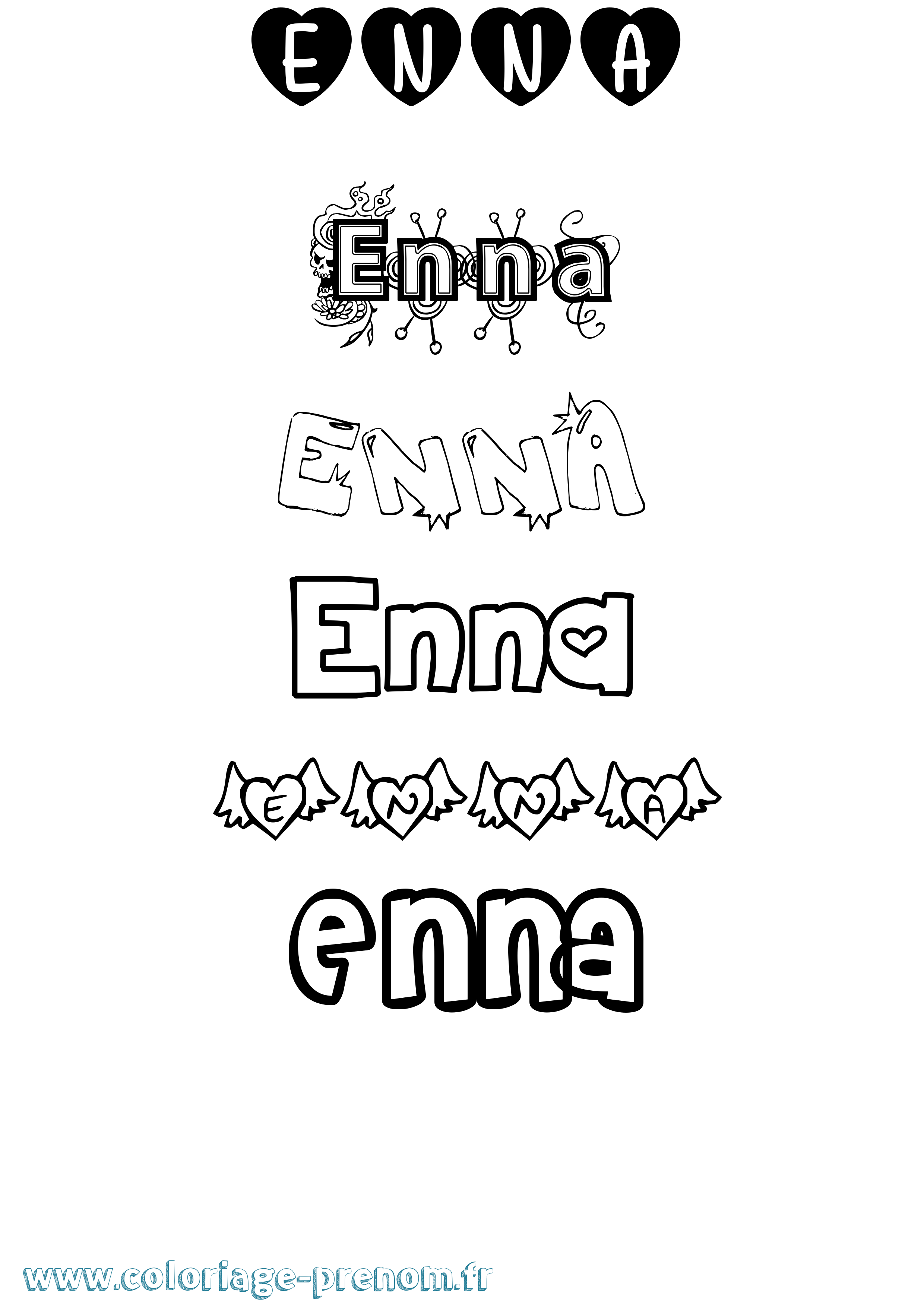 Coloriage Enna Girly Coloriage prénom Enna Girly