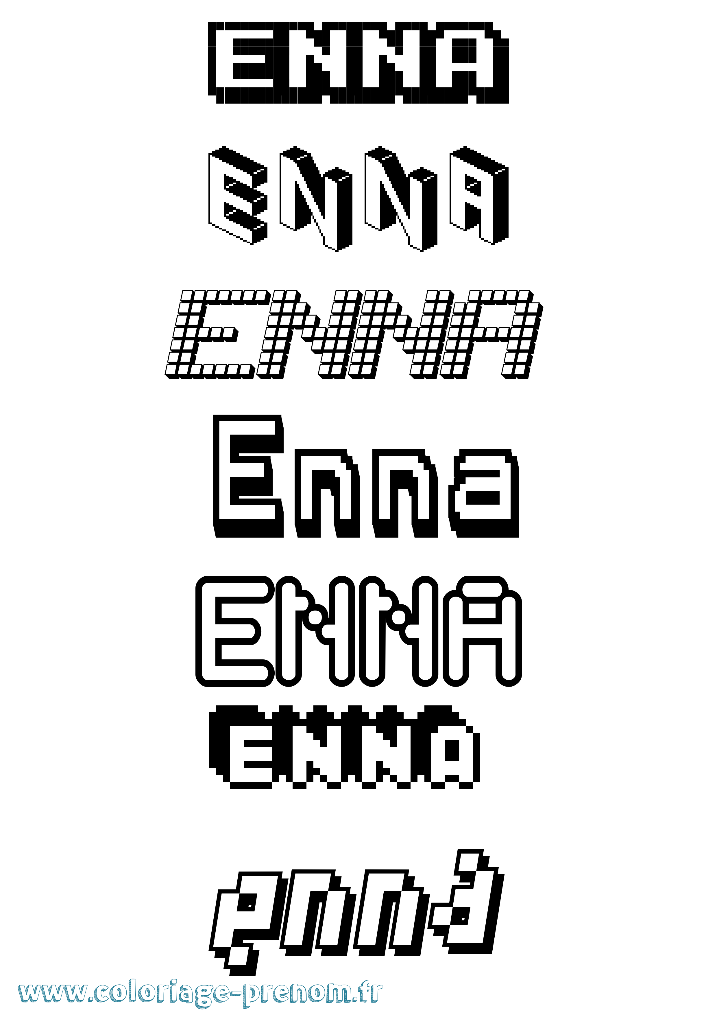 Coloriage Enna Pixel Coloriage prénom Enna Pixel