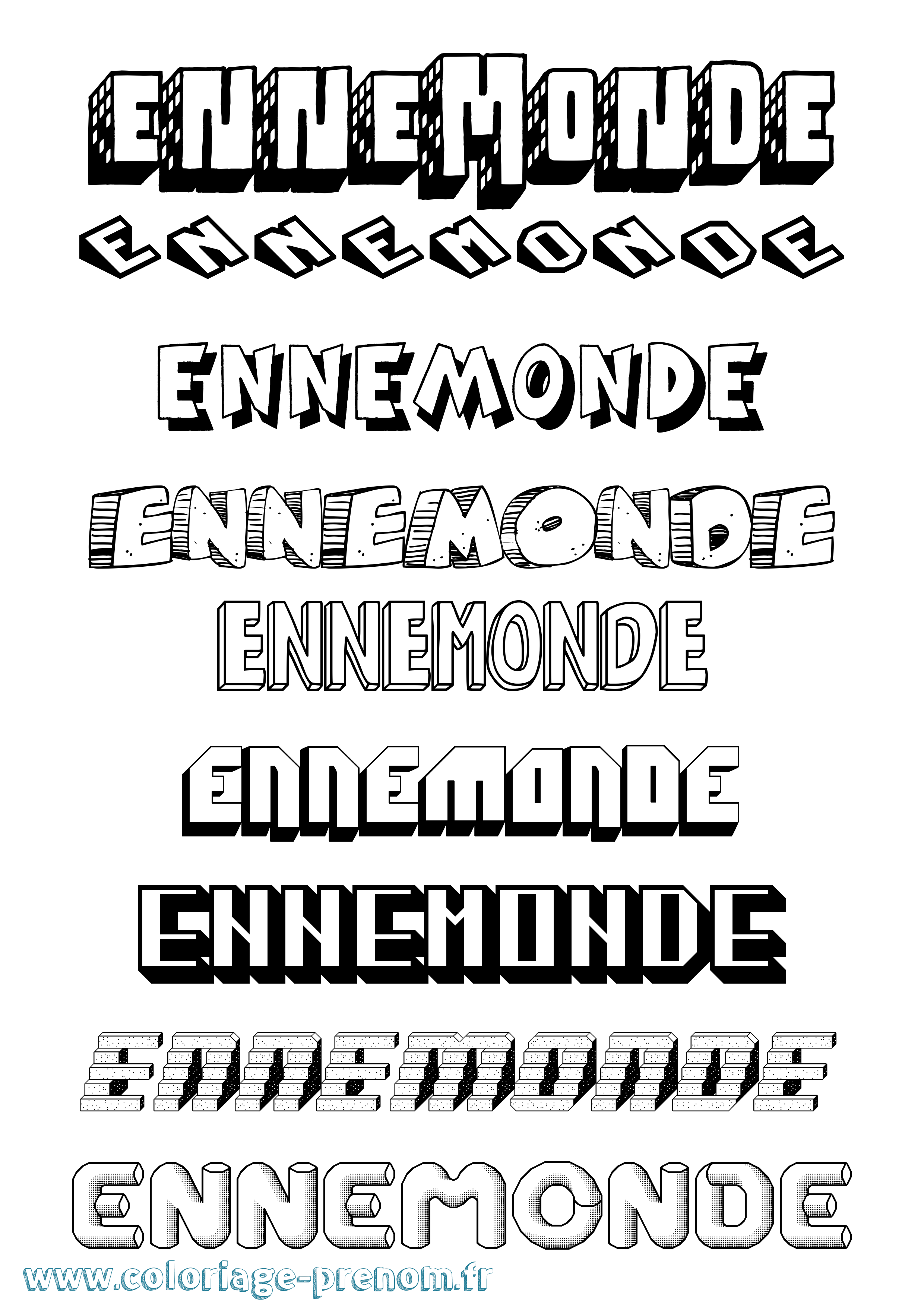 Coloriage Ennemonde Effet 3D Coloriage prénom Ennemonde Effet 3D
