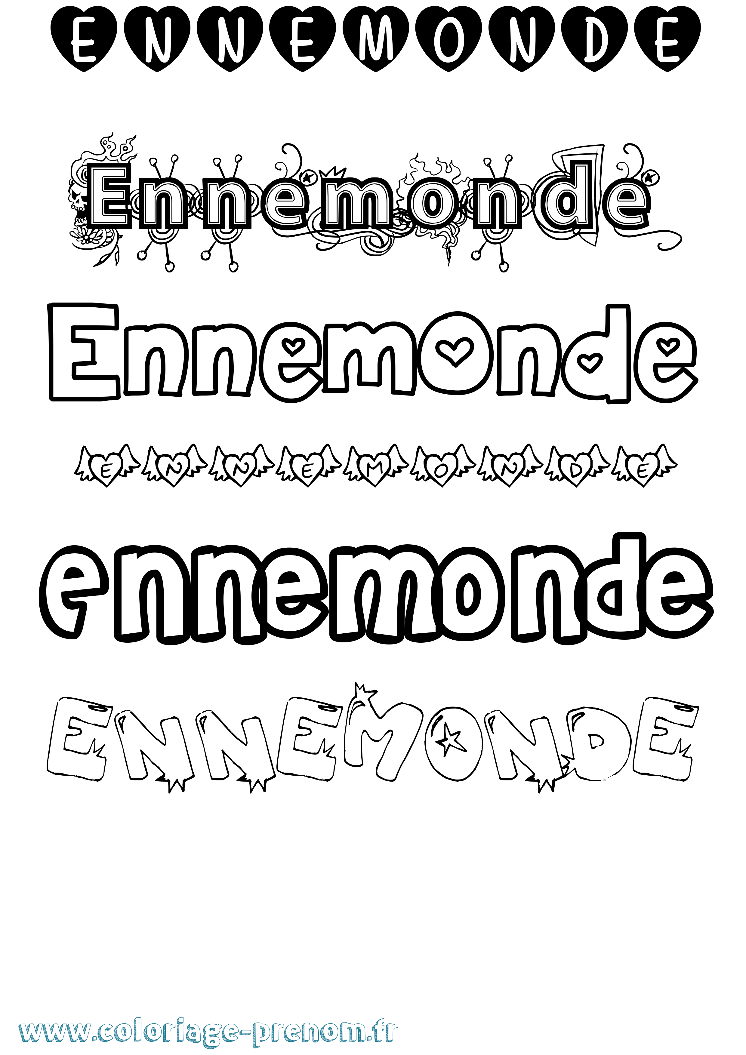 Coloriage Ennemonde Girly Coloriage prénom Ennemonde Girly