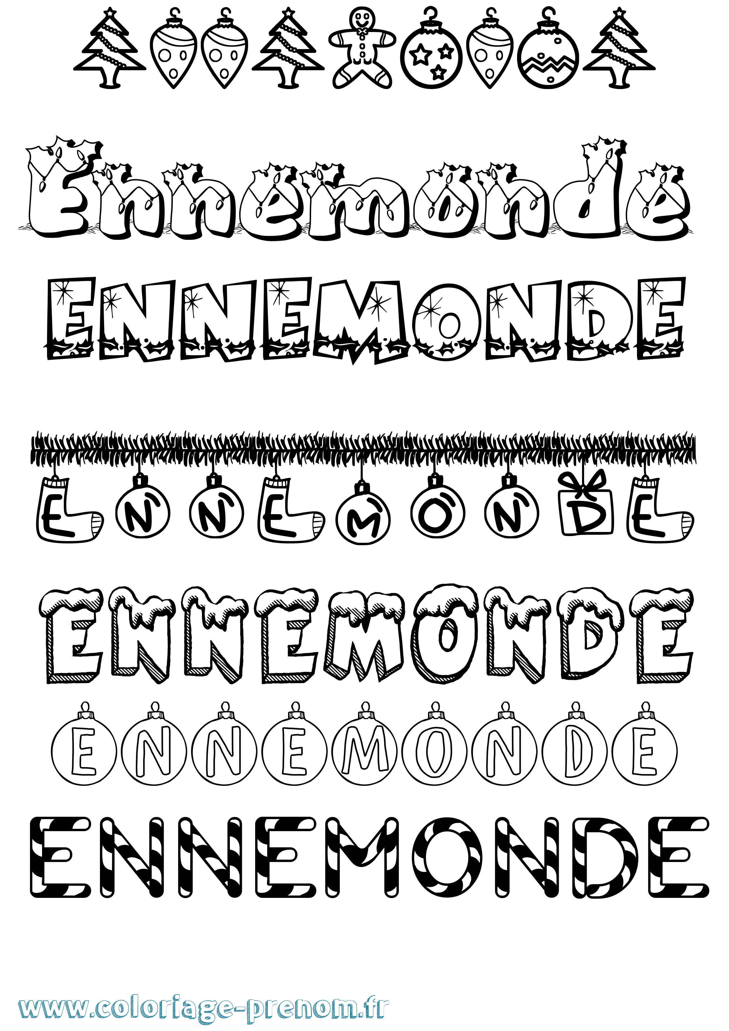 Coloriage Ennemonde Noël Coloriage prénom Ennemonde Noël