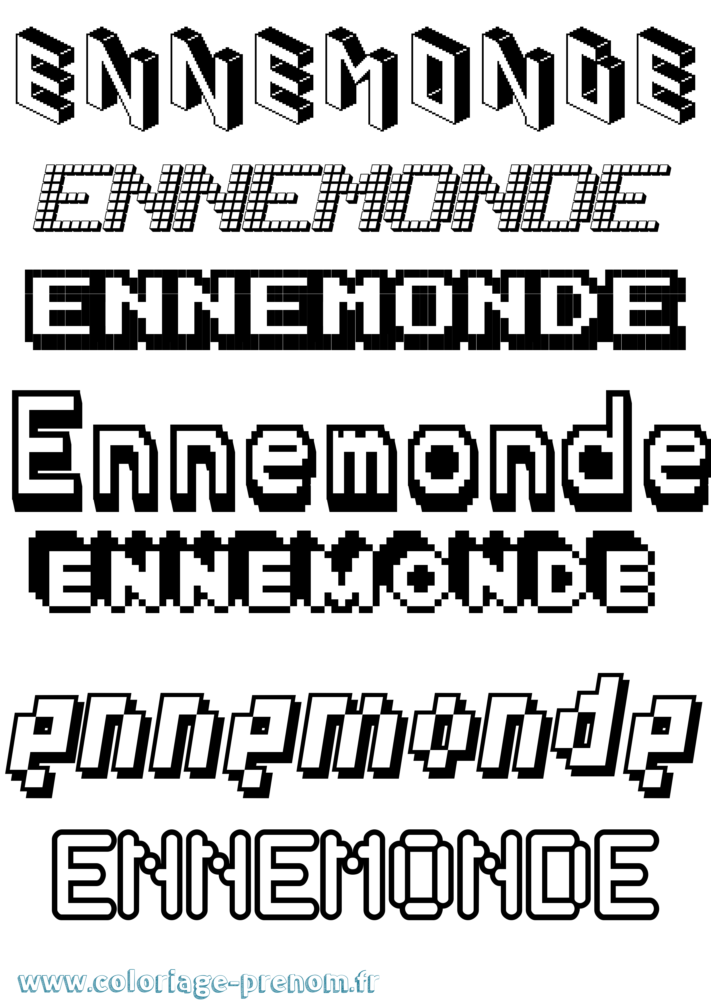 Coloriage Ennemonde Pixel Coloriage prénom Ennemonde Pixel