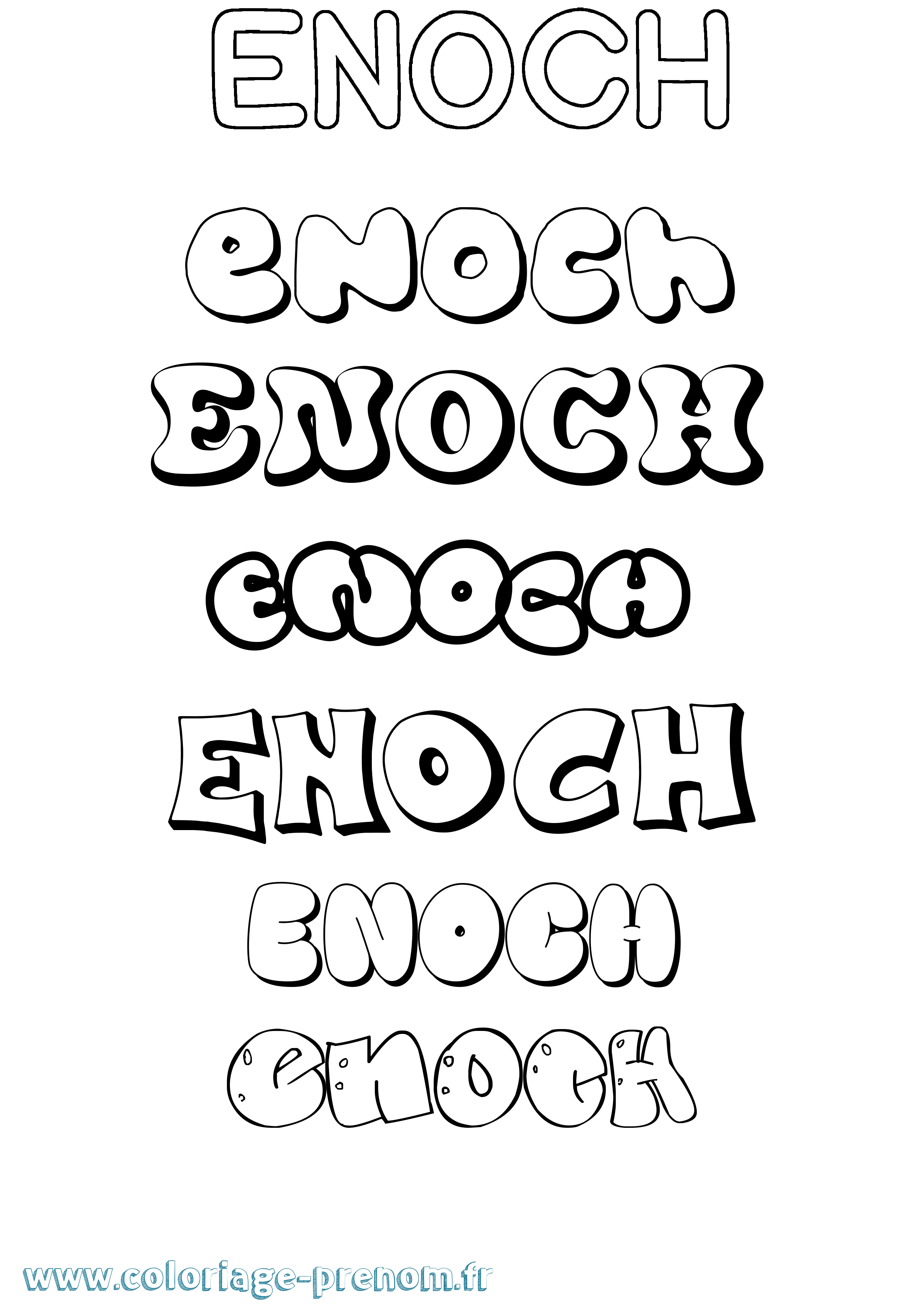 Coloriage Enoch Bubble Coloriage prénom Enoch Bubble