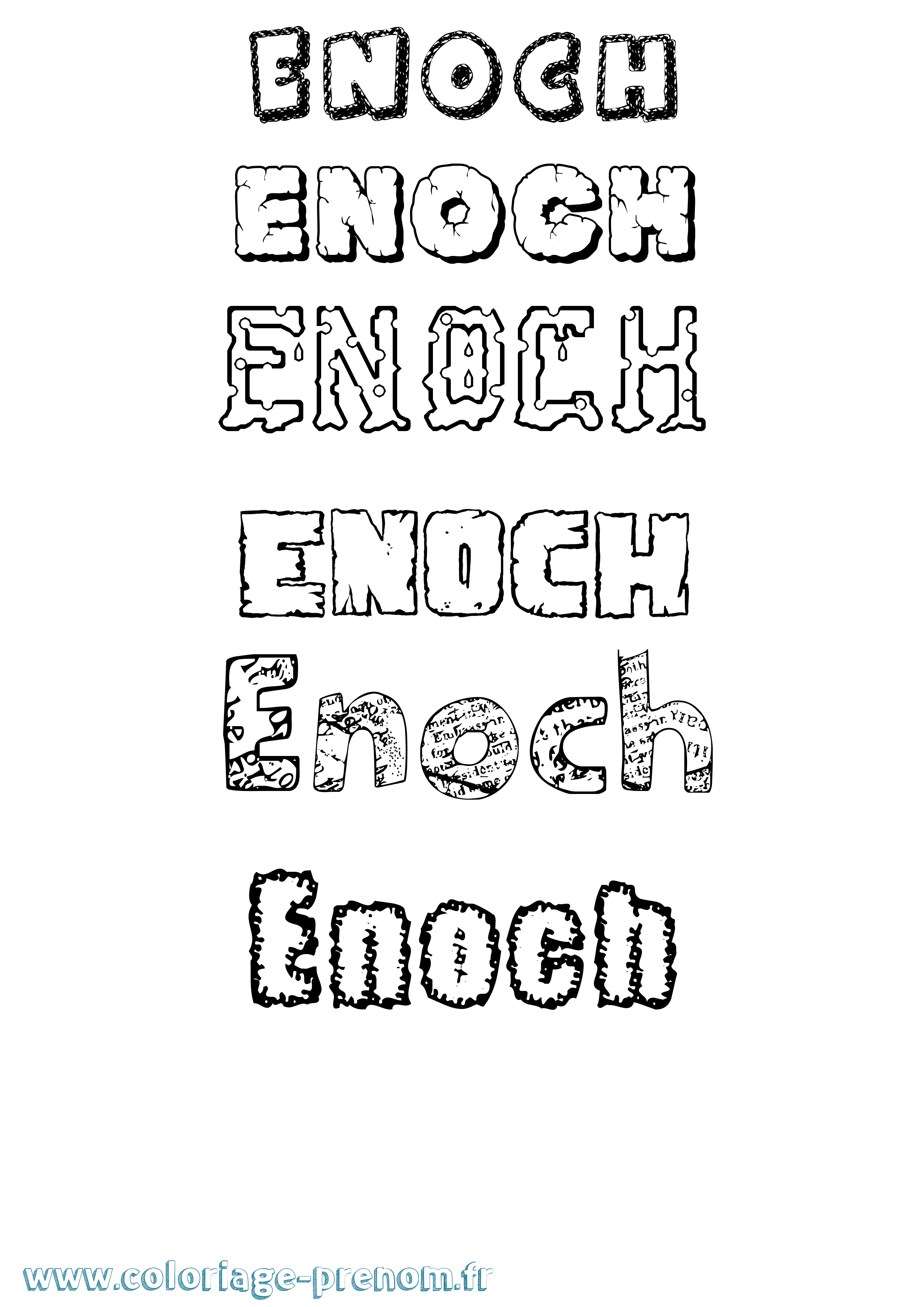 Coloriage Enoch Destructuré Coloriage prénom Enoch Destructuré