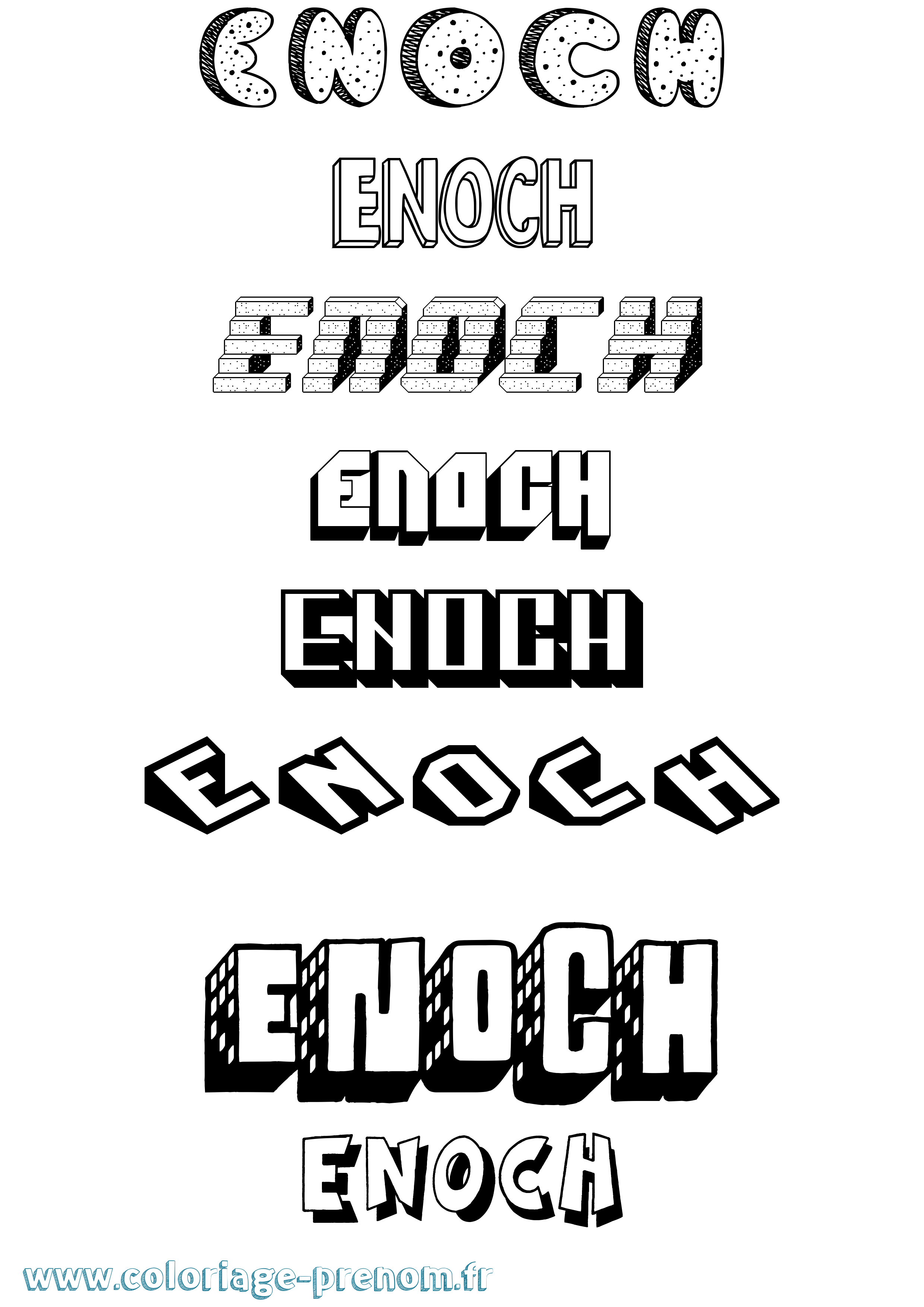 Coloriage Enoch Effet 3D Coloriage prénom Enoch Effet 3D