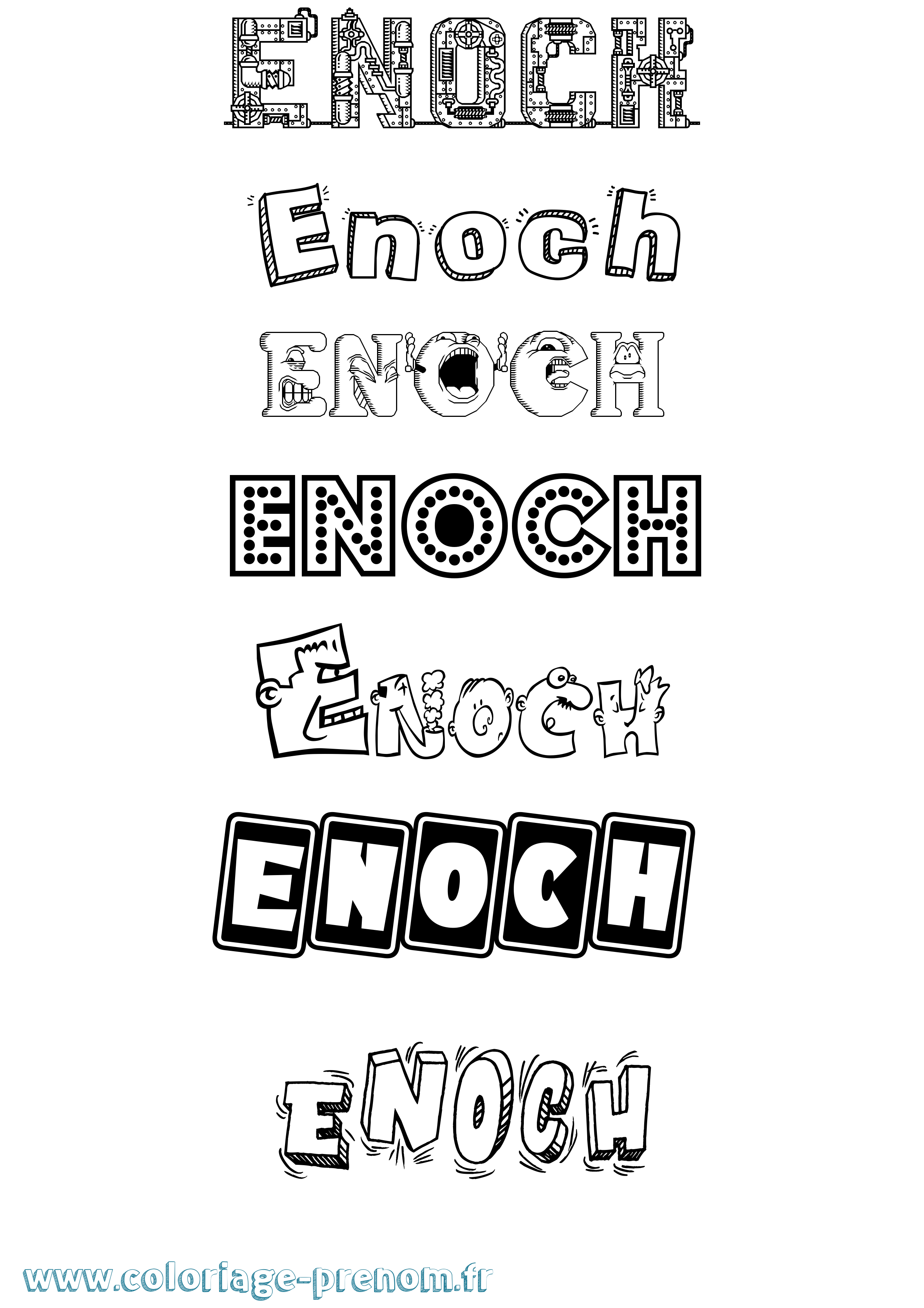 Coloriage Enoch Fun Coloriage prénom Enoch Fun