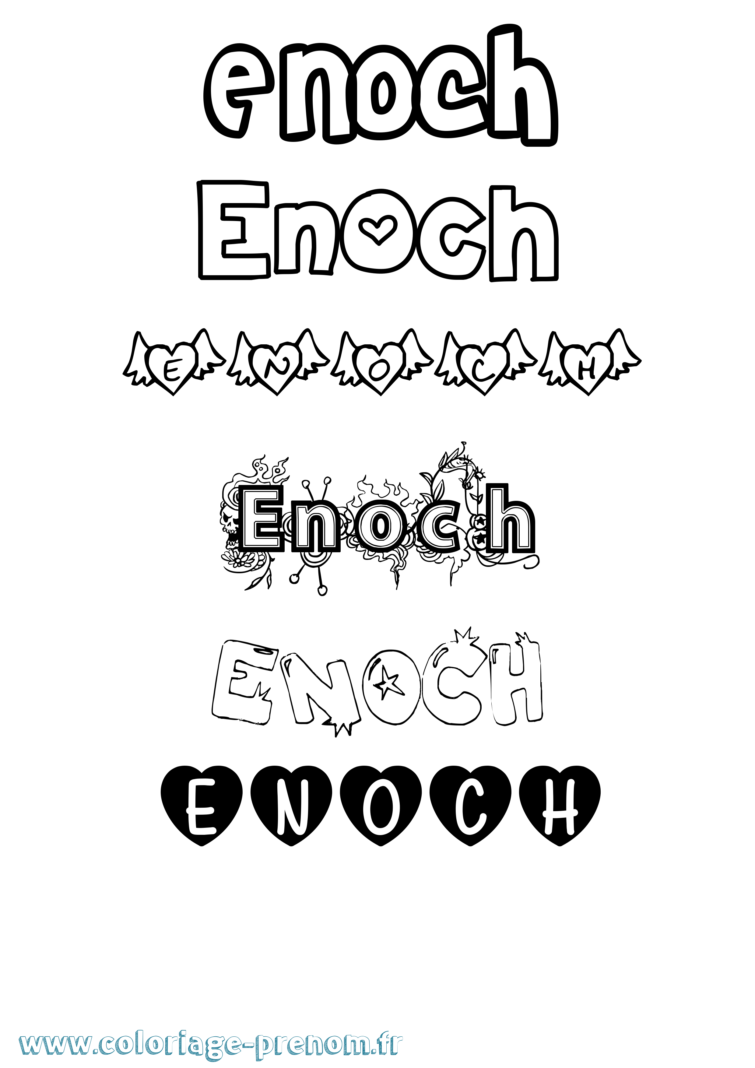 Coloriage Enoch Girly Coloriage prénom Enoch Girly
