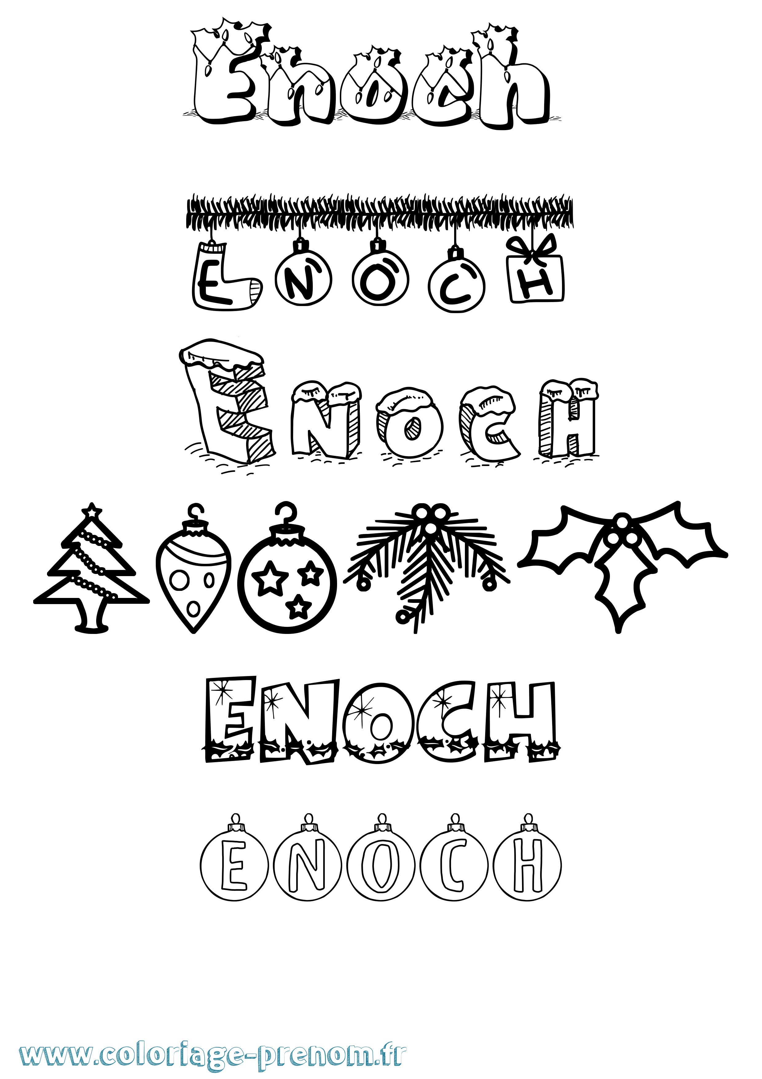 Coloriage Enoch Noël Coloriage prénom Enoch Noël