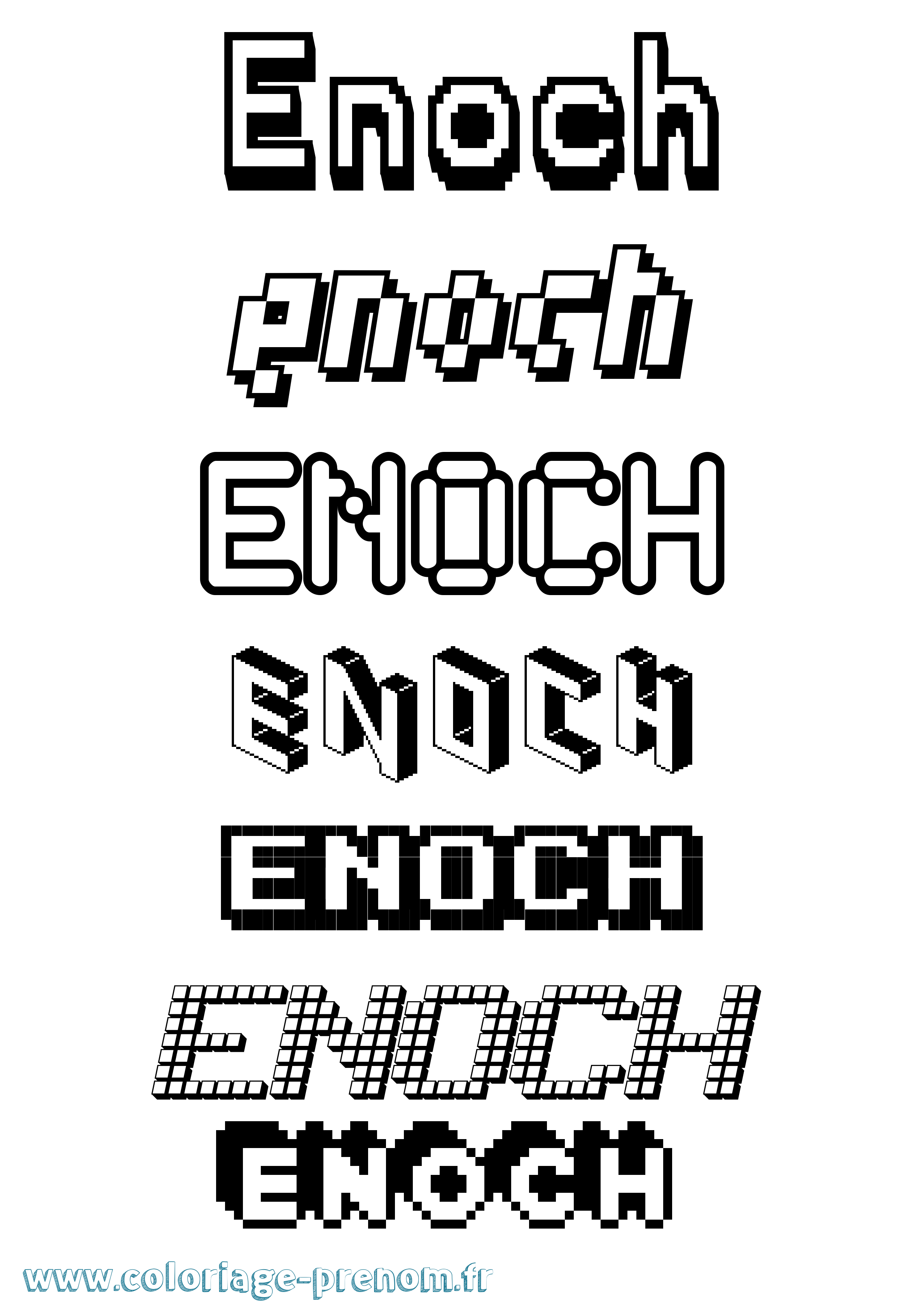Coloriage Enoch Pixel Coloriage prénom Enoch Pixel