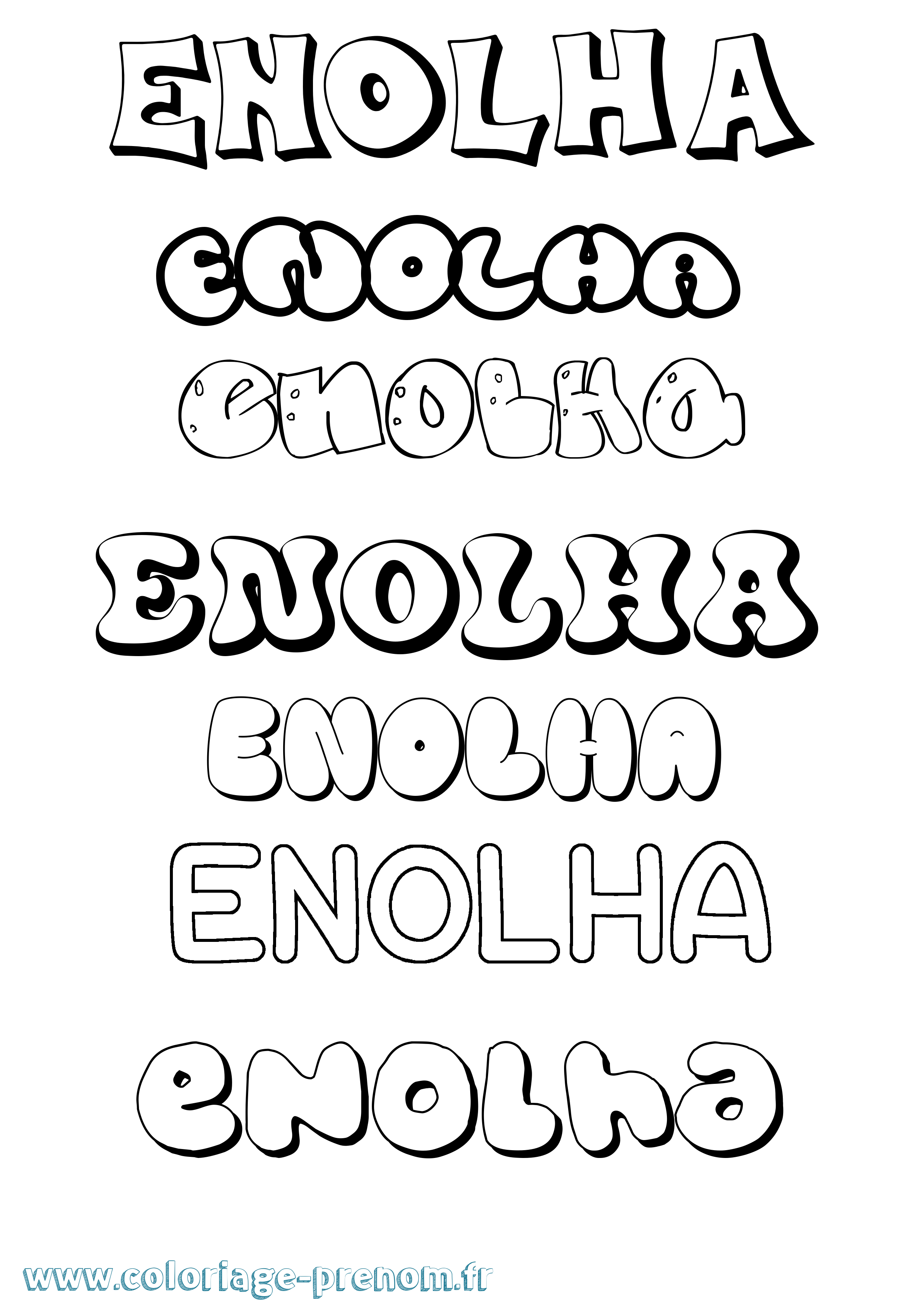Coloriage Enolha Bubble Coloriage prénom Enolha Bubble