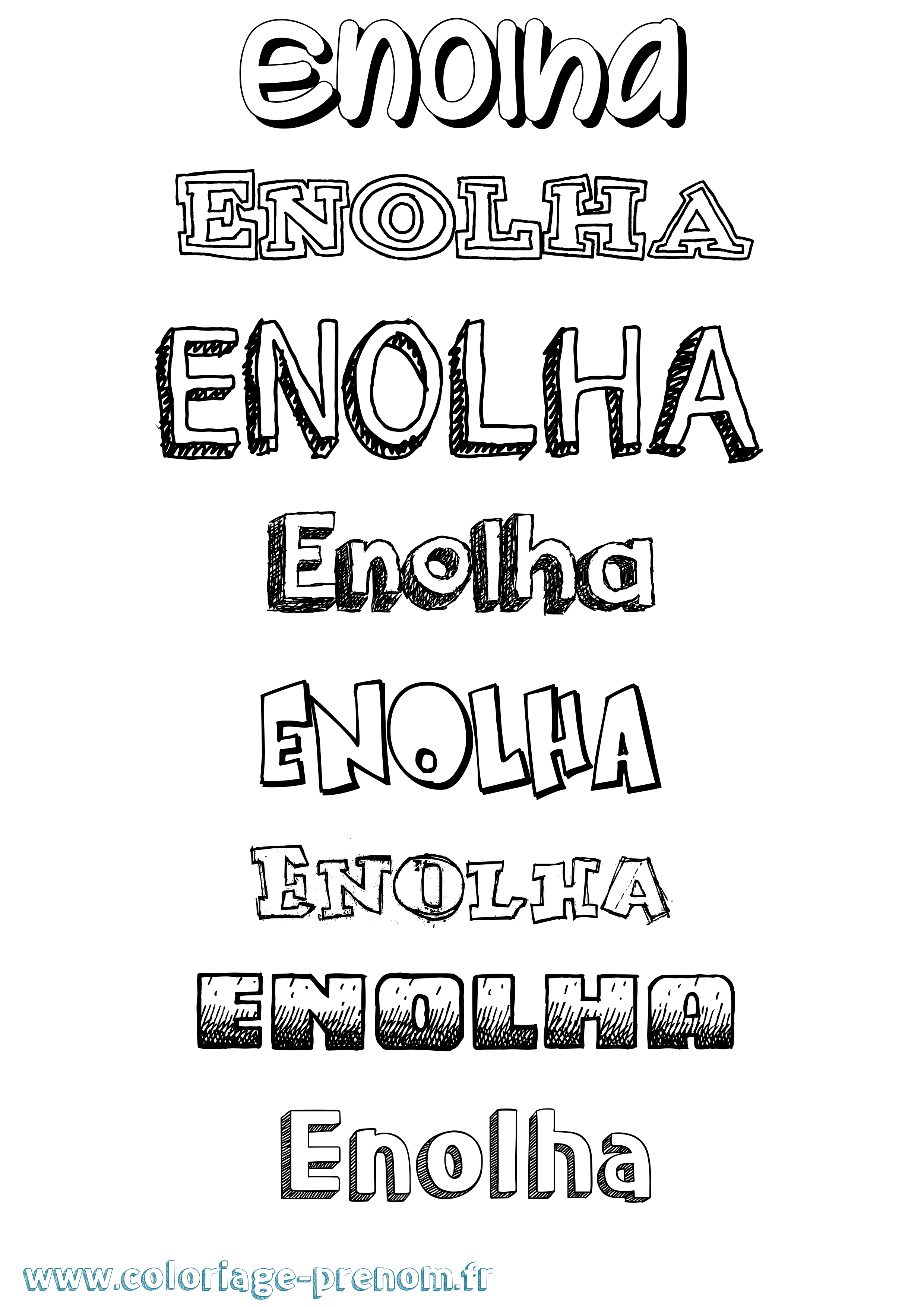 Coloriage Enolha Dessiné Coloriage prénom Enolha Dessiné
