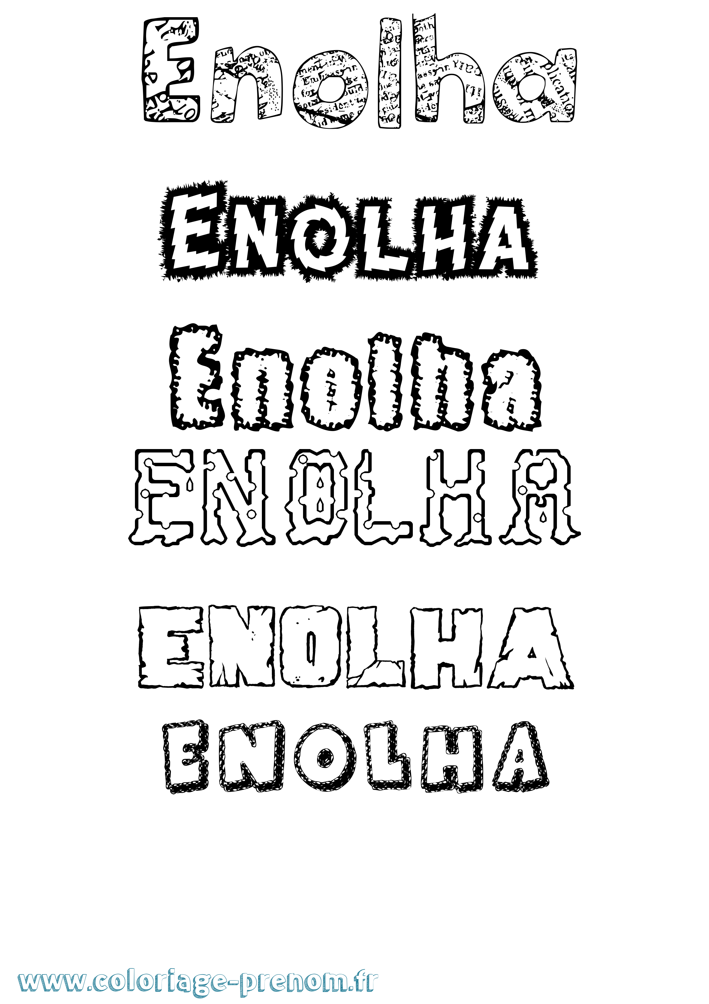 Coloriage Enolha Destructuré Coloriage prénom Enolha Destructuré