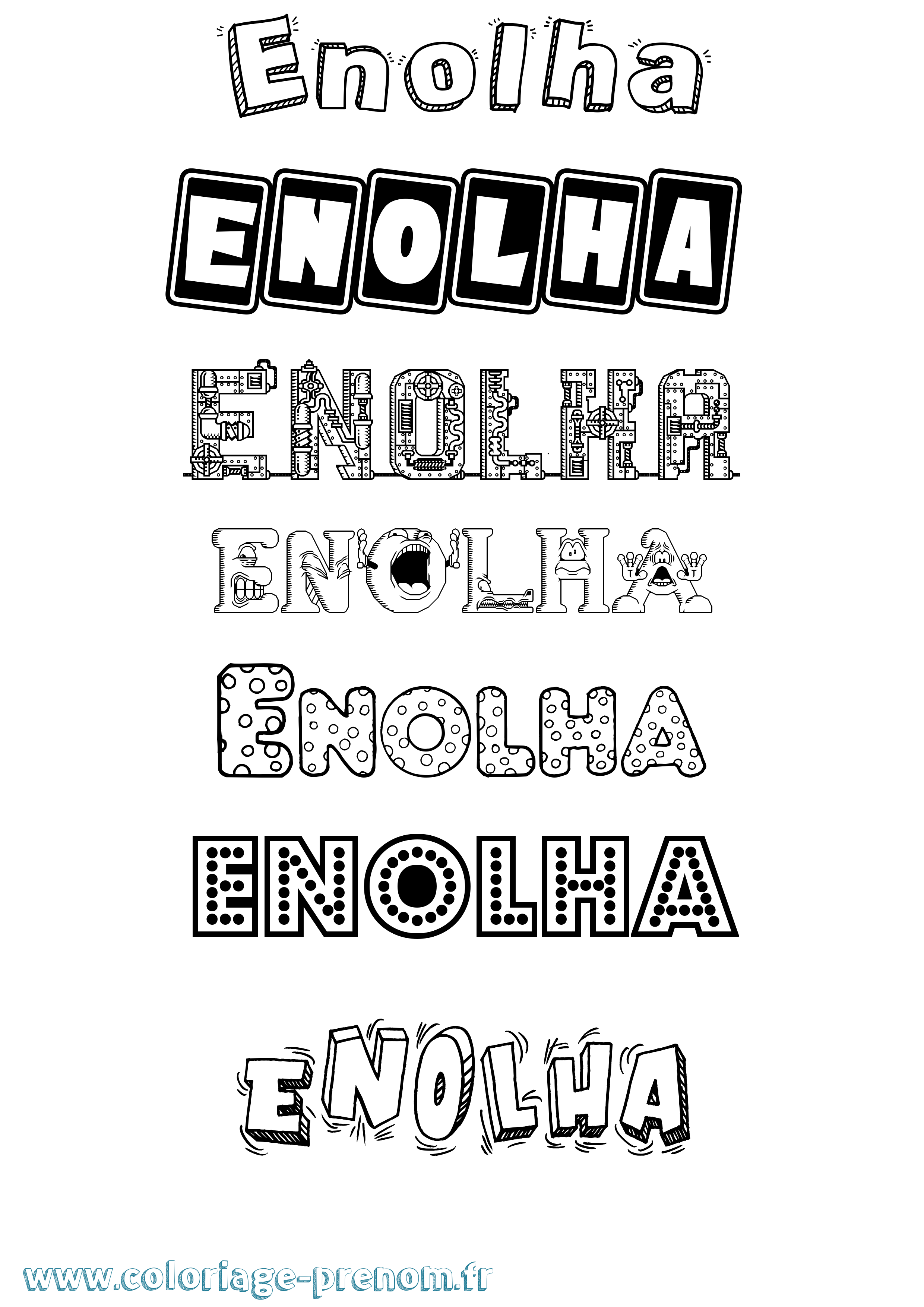 Coloriage Enolha Fun Coloriage prénom Enolha Fun