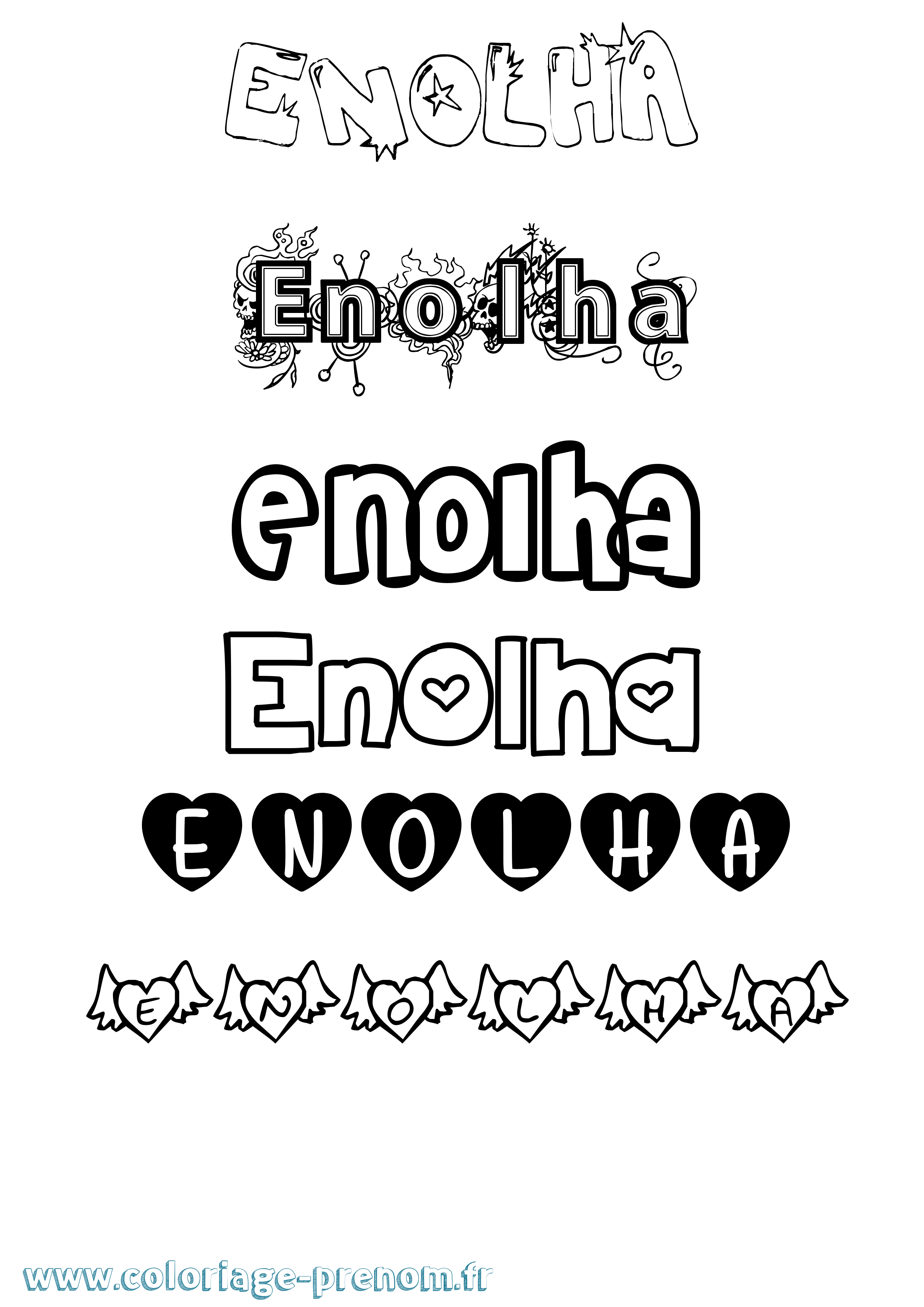Coloriage Enolha Girly Coloriage prénom Enolha Girly