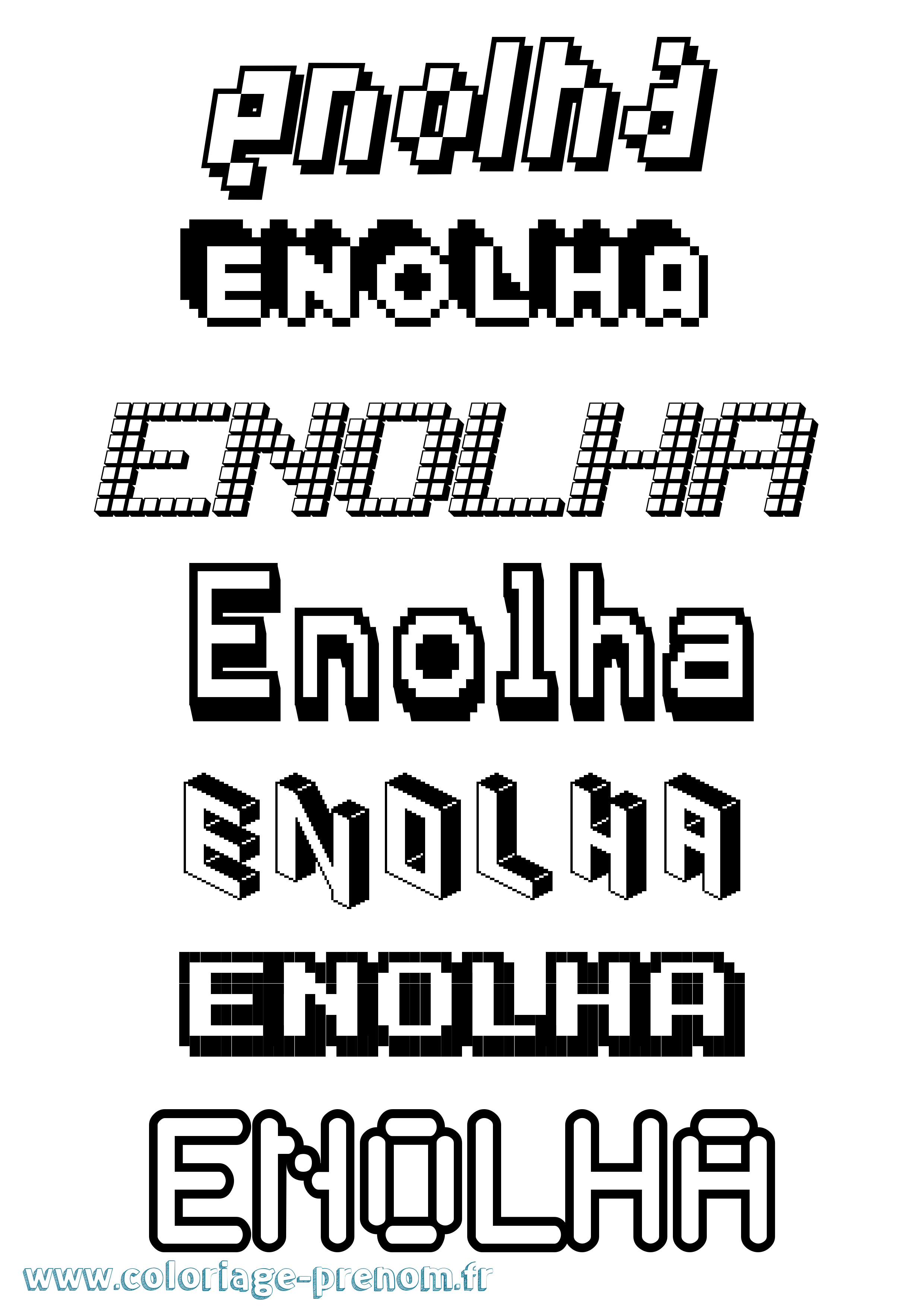 Coloriage Enolha Pixel Coloriage prénom Enolha Pixel