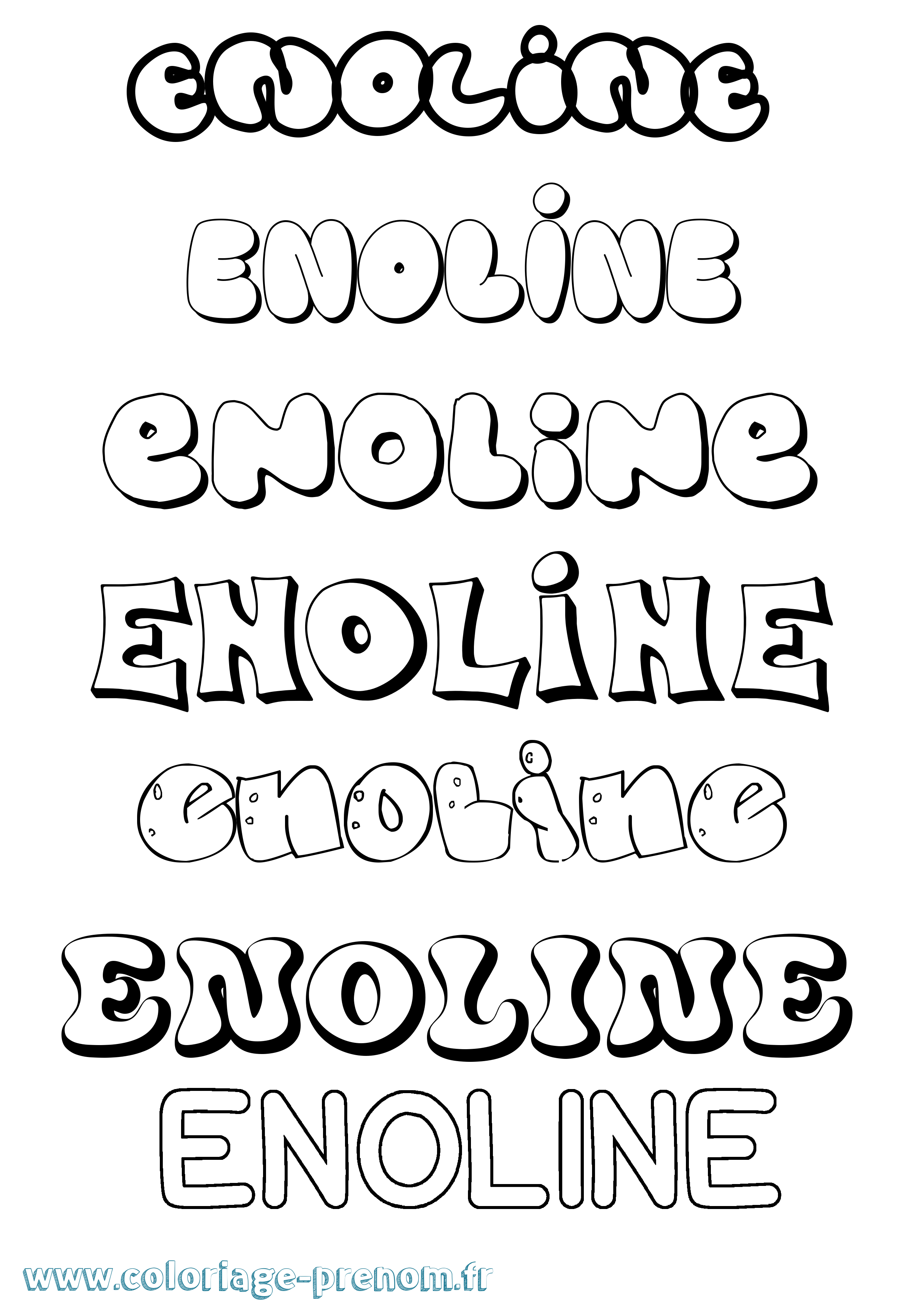 Coloriage Enoline Bubble Coloriage prénom Enoline Bubble