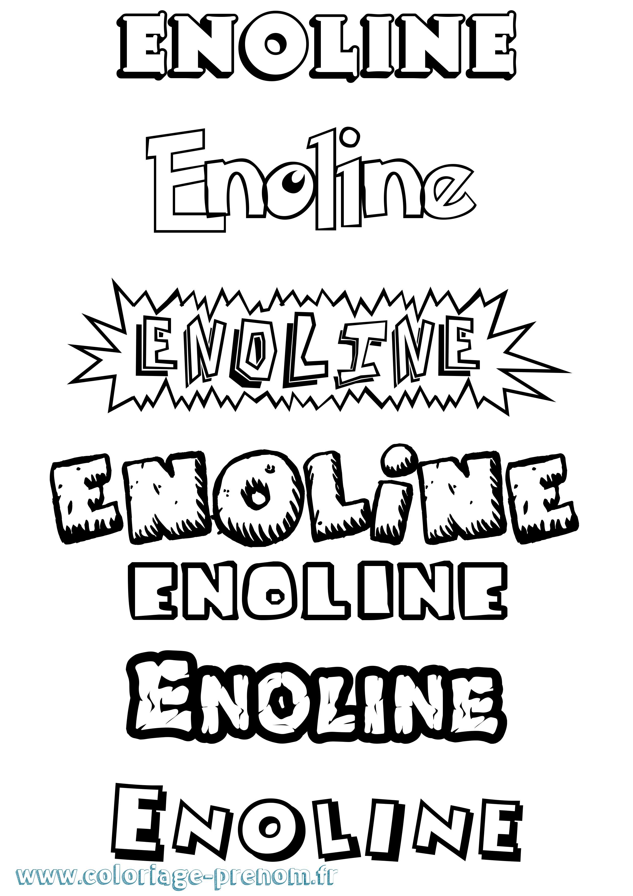Coloriage Enoline Dessin Animé Coloriage prénom Enoline Dessin Animé