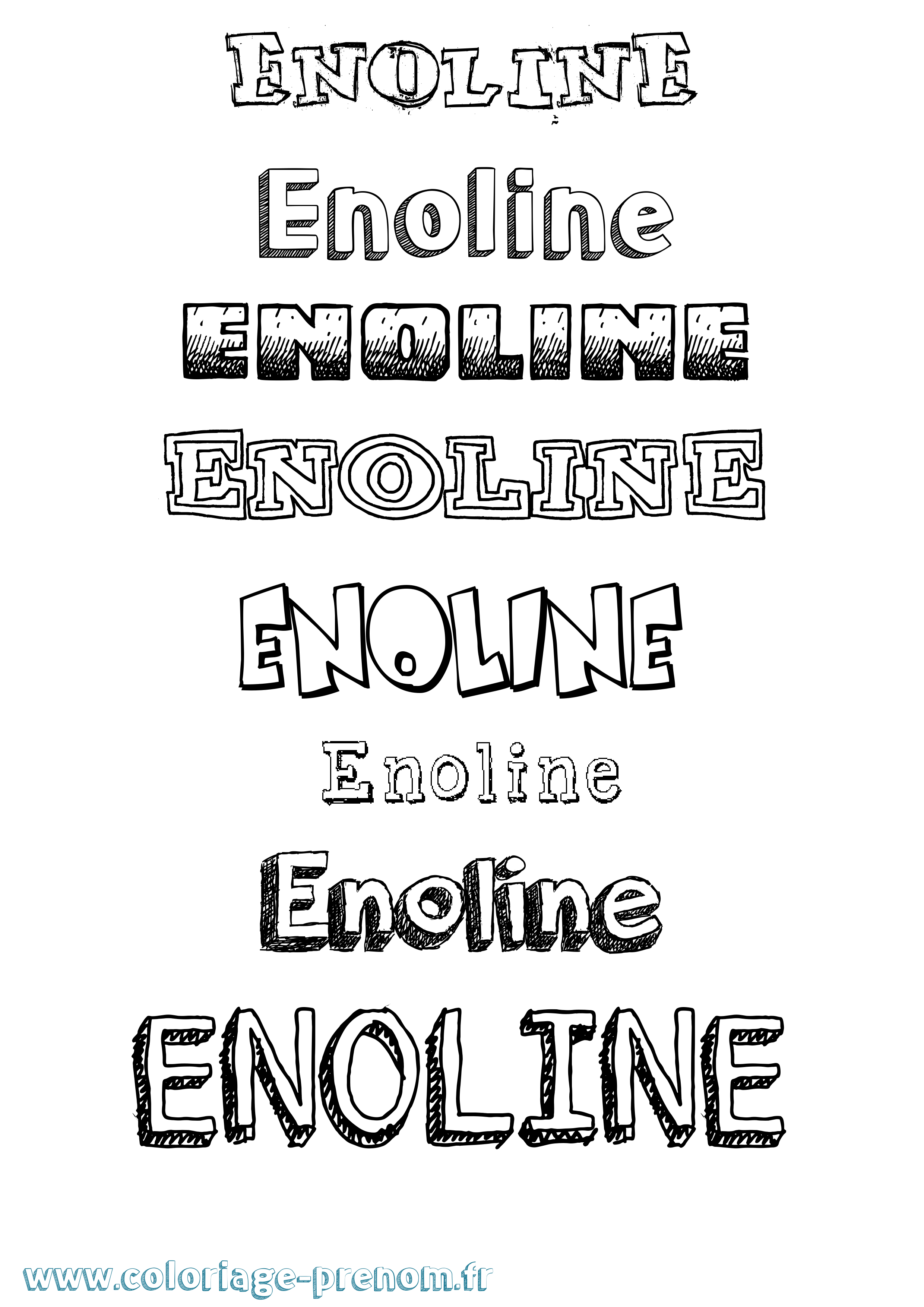Coloriage Enoline Dessiné Coloriage prénom Enoline Dessiné