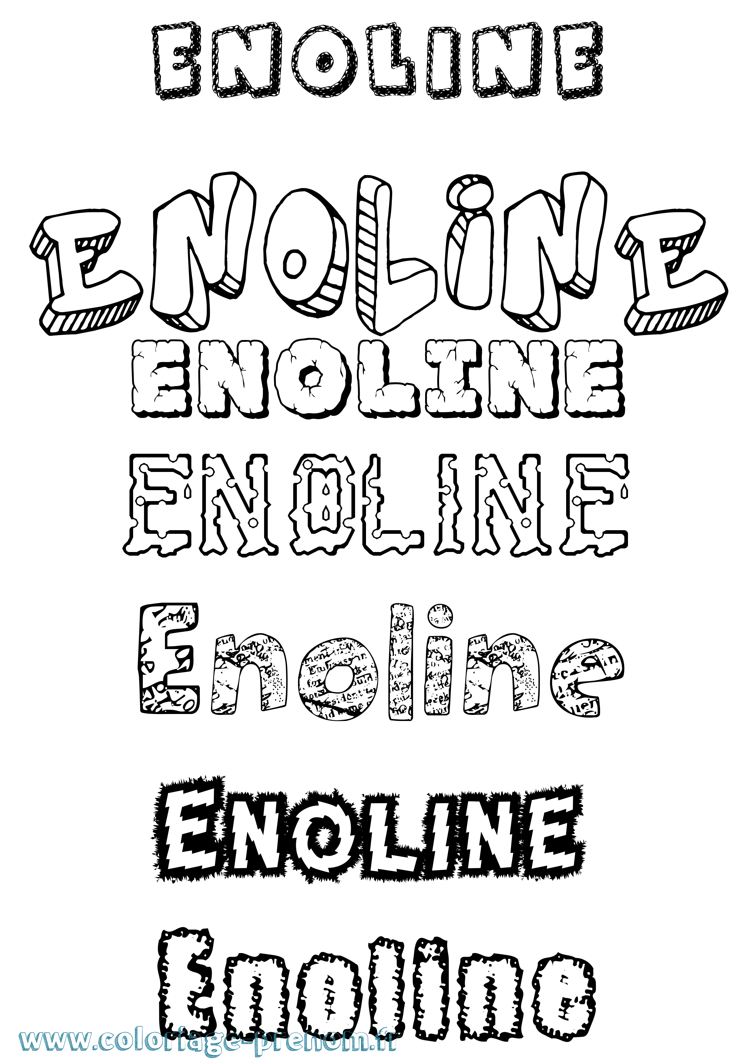 Coloriage Enoline Destructuré Coloriage prénom Enoline Destructuré