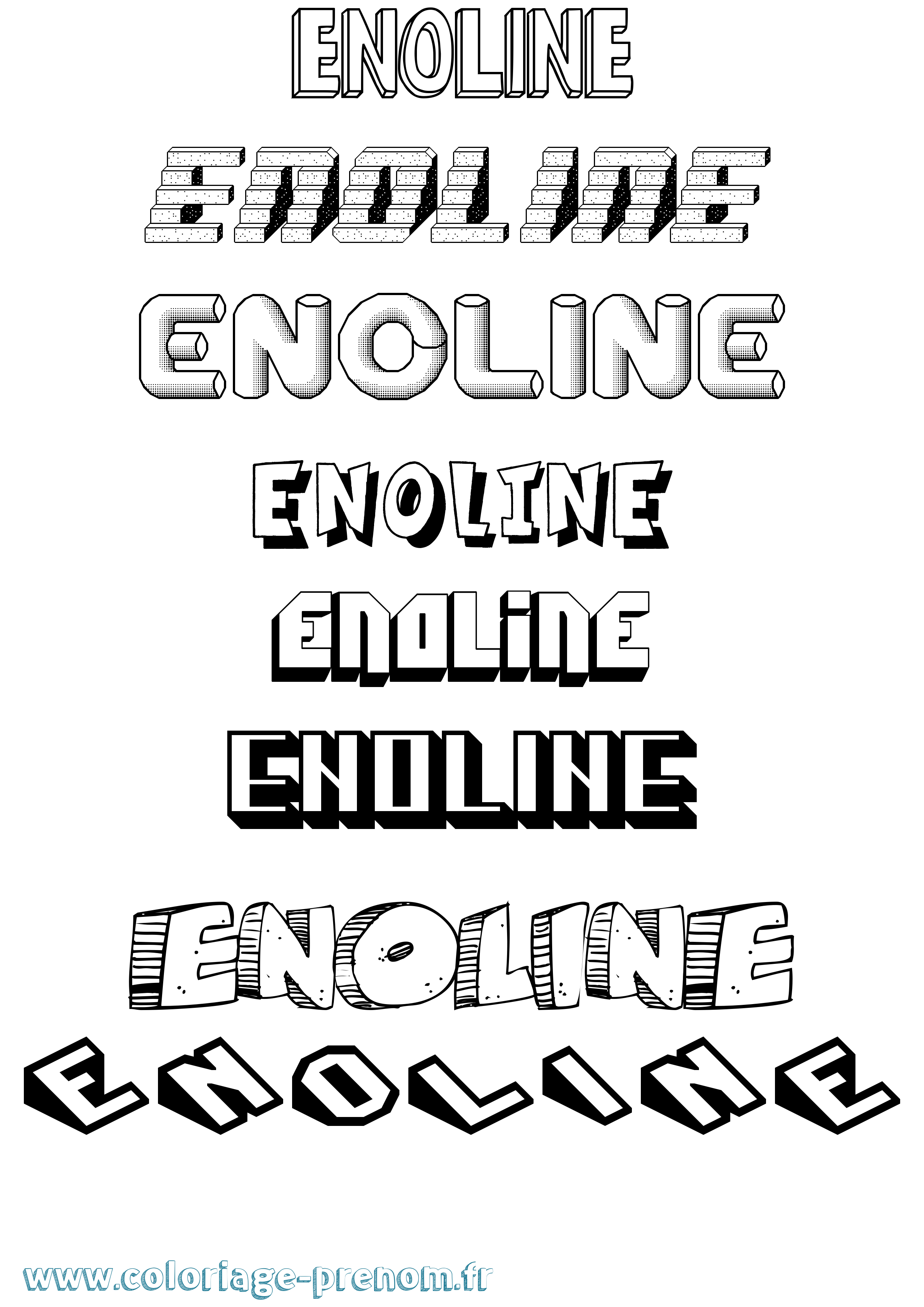 Coloriage Enoline Effet 3D Coloriage prénom Enoline Effet 3D