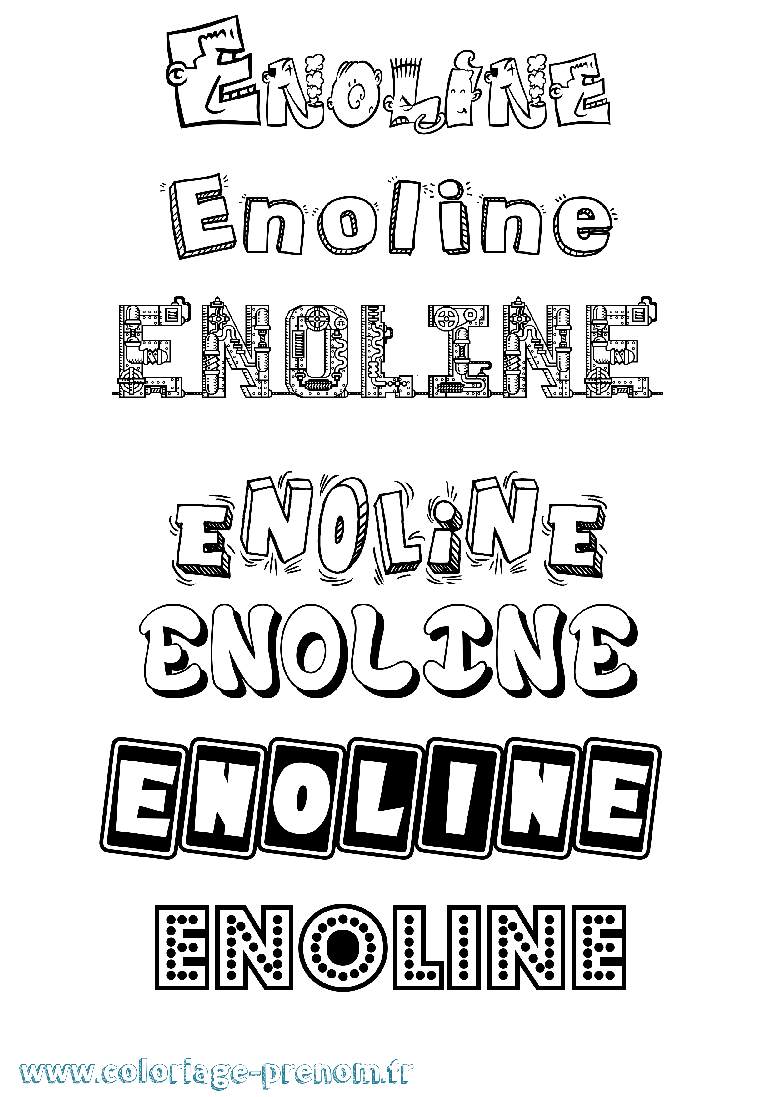 Coloriage Enoline Fun Coloriage prénom Enoline Fun