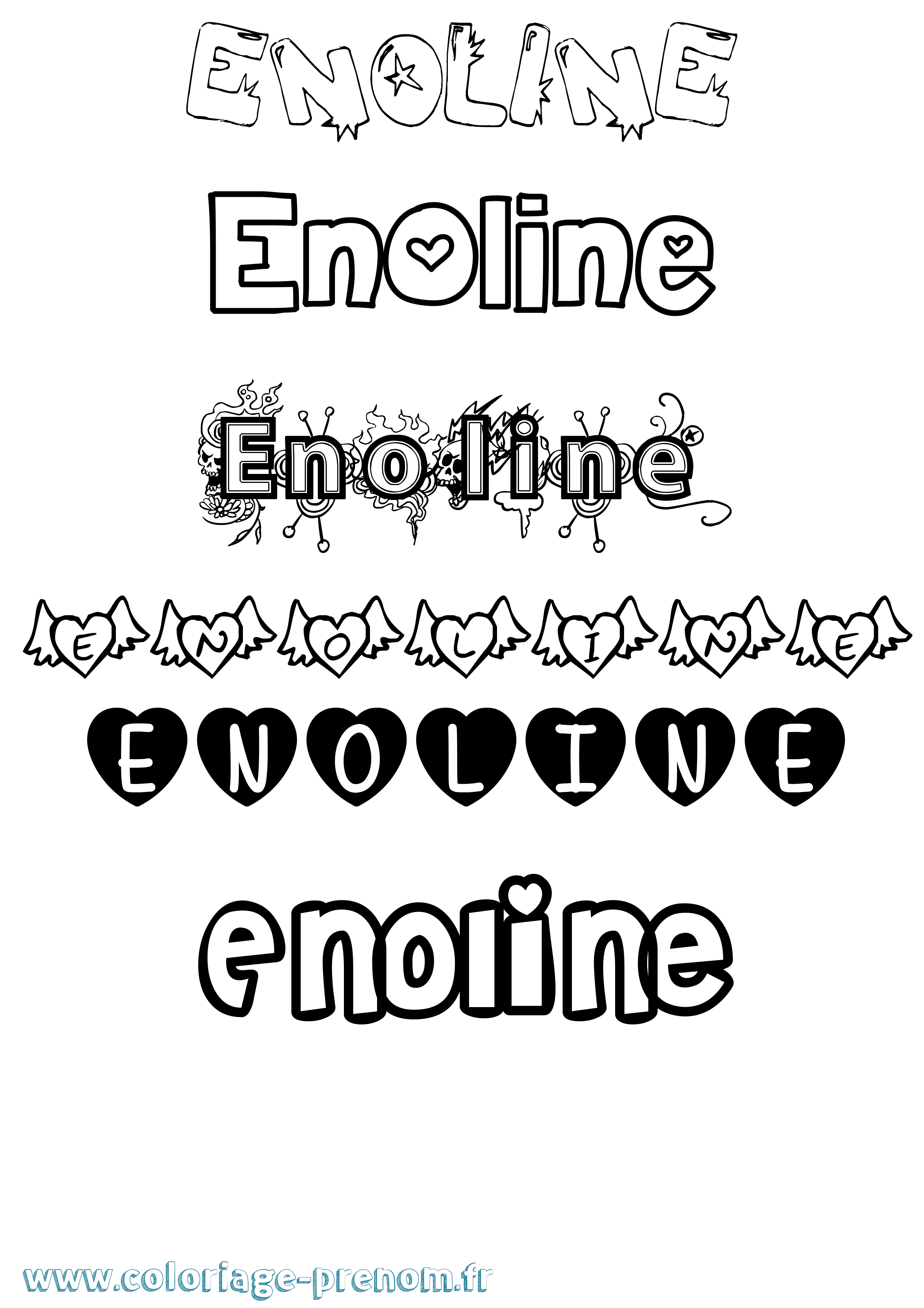 Coloriage Enoline Girly Coloriage prénom Enoline Girly