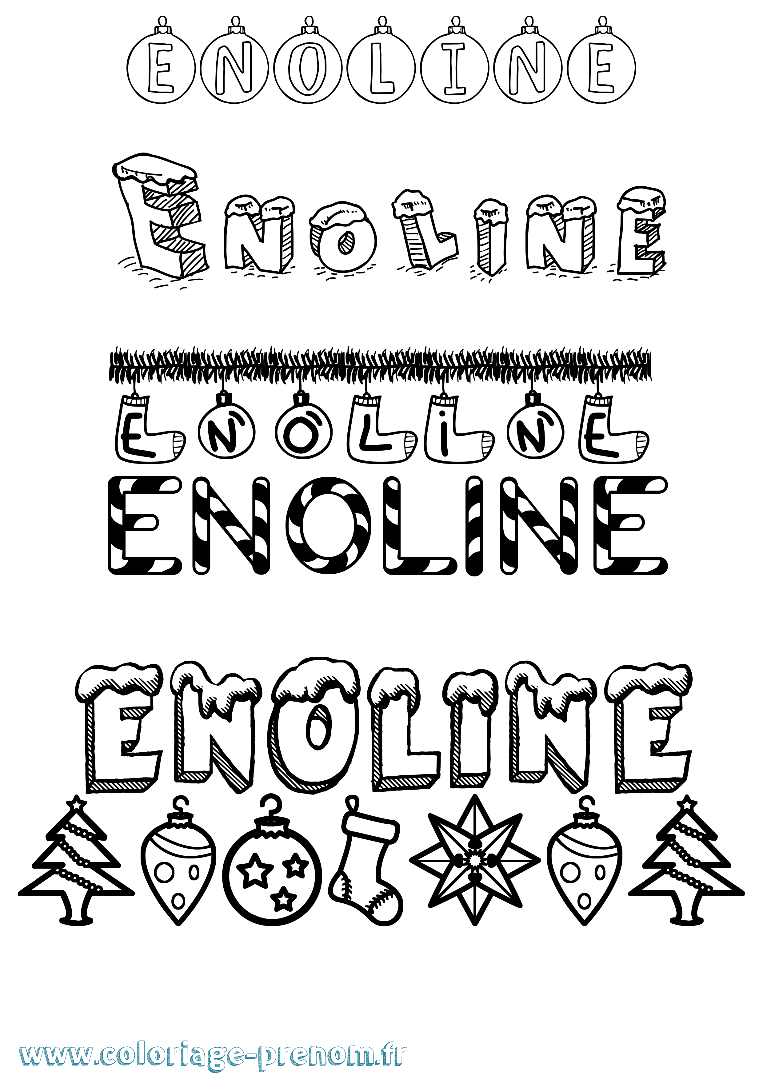Coloriage Enoline Noël Coloriage prénom Enoline Noël