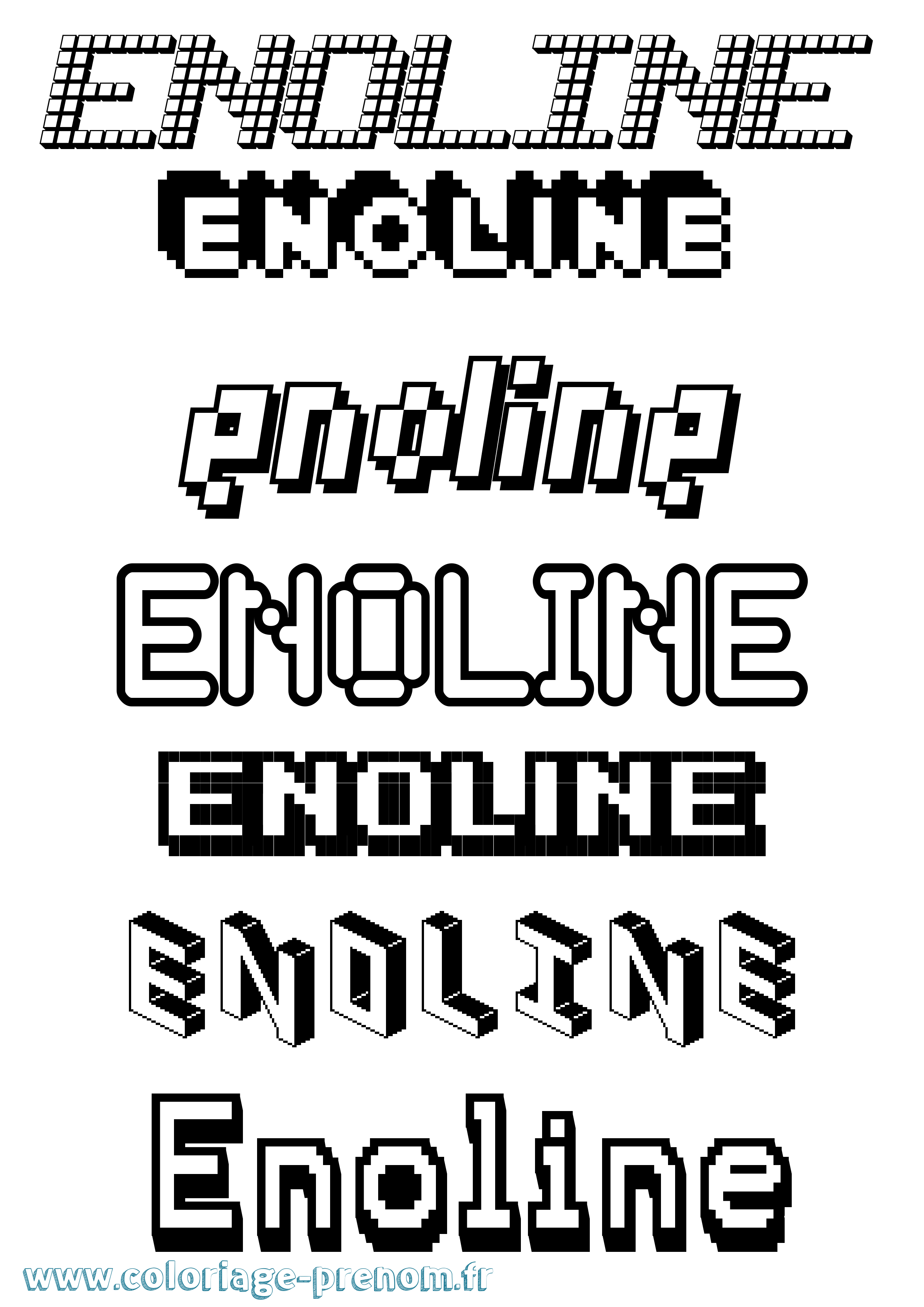 Coloriage Enoline Pixel Coloriage prénom Enoline Pixel