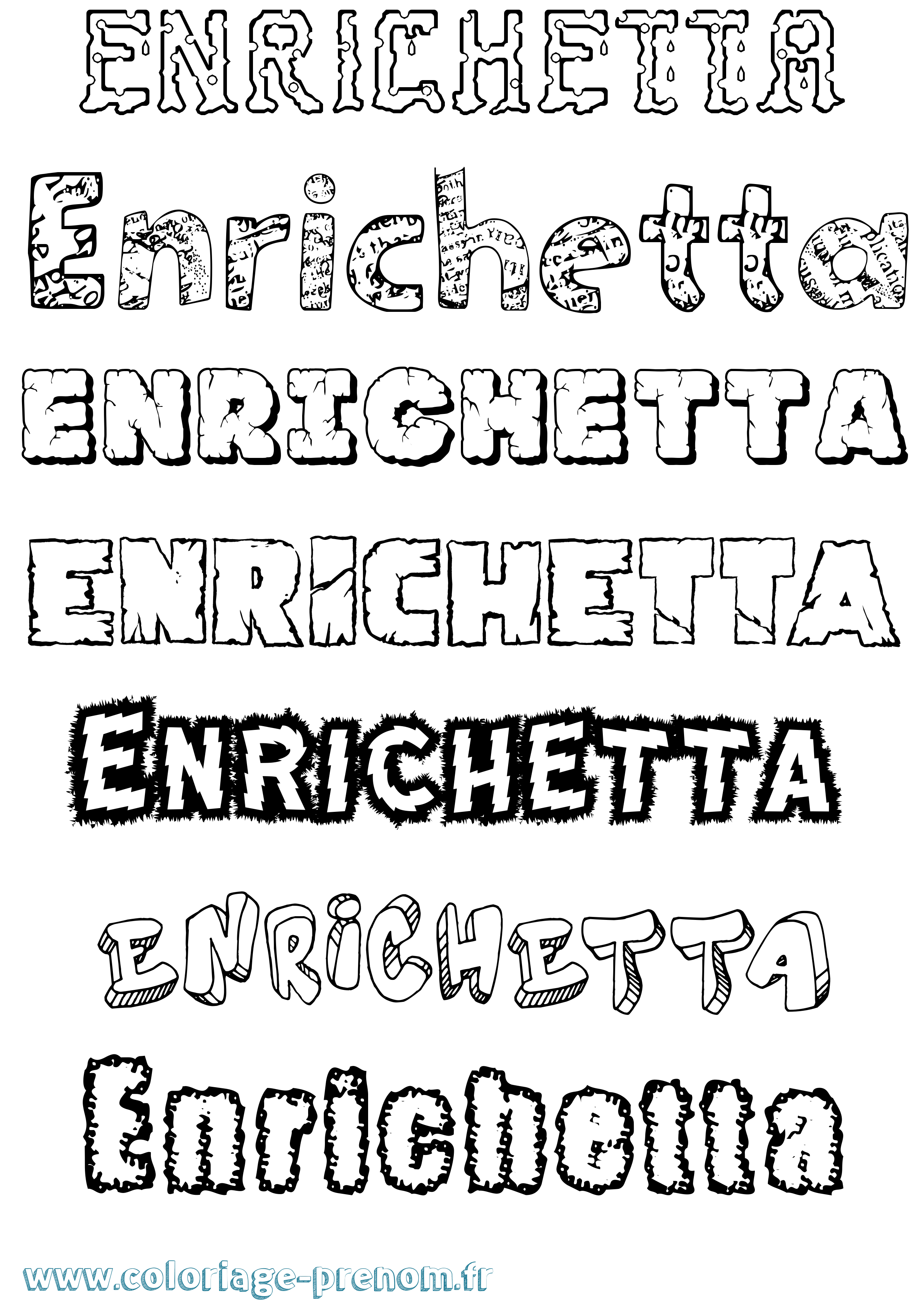 Coloriage Enrichetta Destructuré Coloriage prénom Enrichetta Destructuré