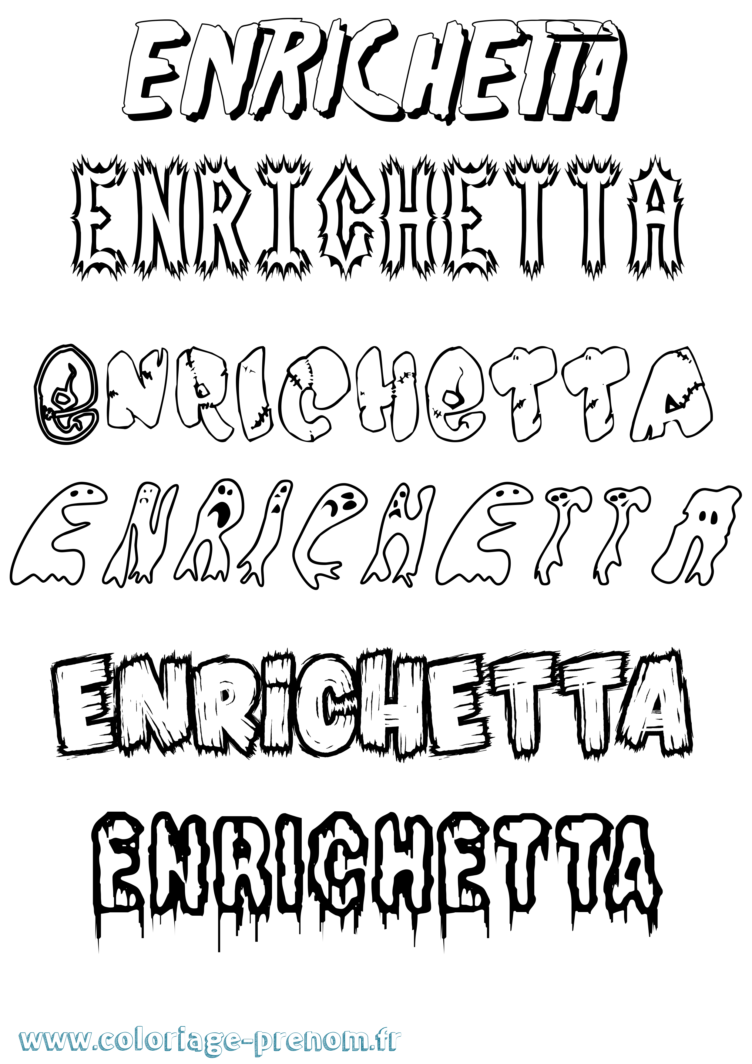 Coloriage Enrichetta Frisson Coloriage prénom Enrichetta Frisson