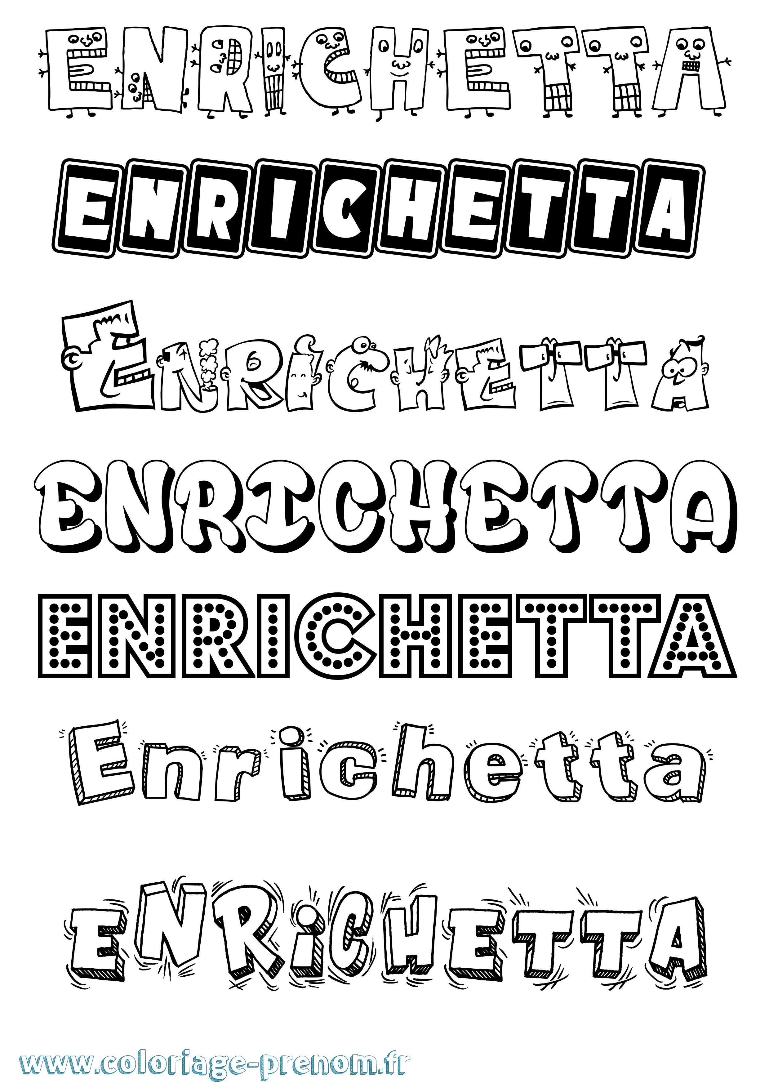Coloriage Enrichetta Fun Coloriage prénom Enrichetta Fun