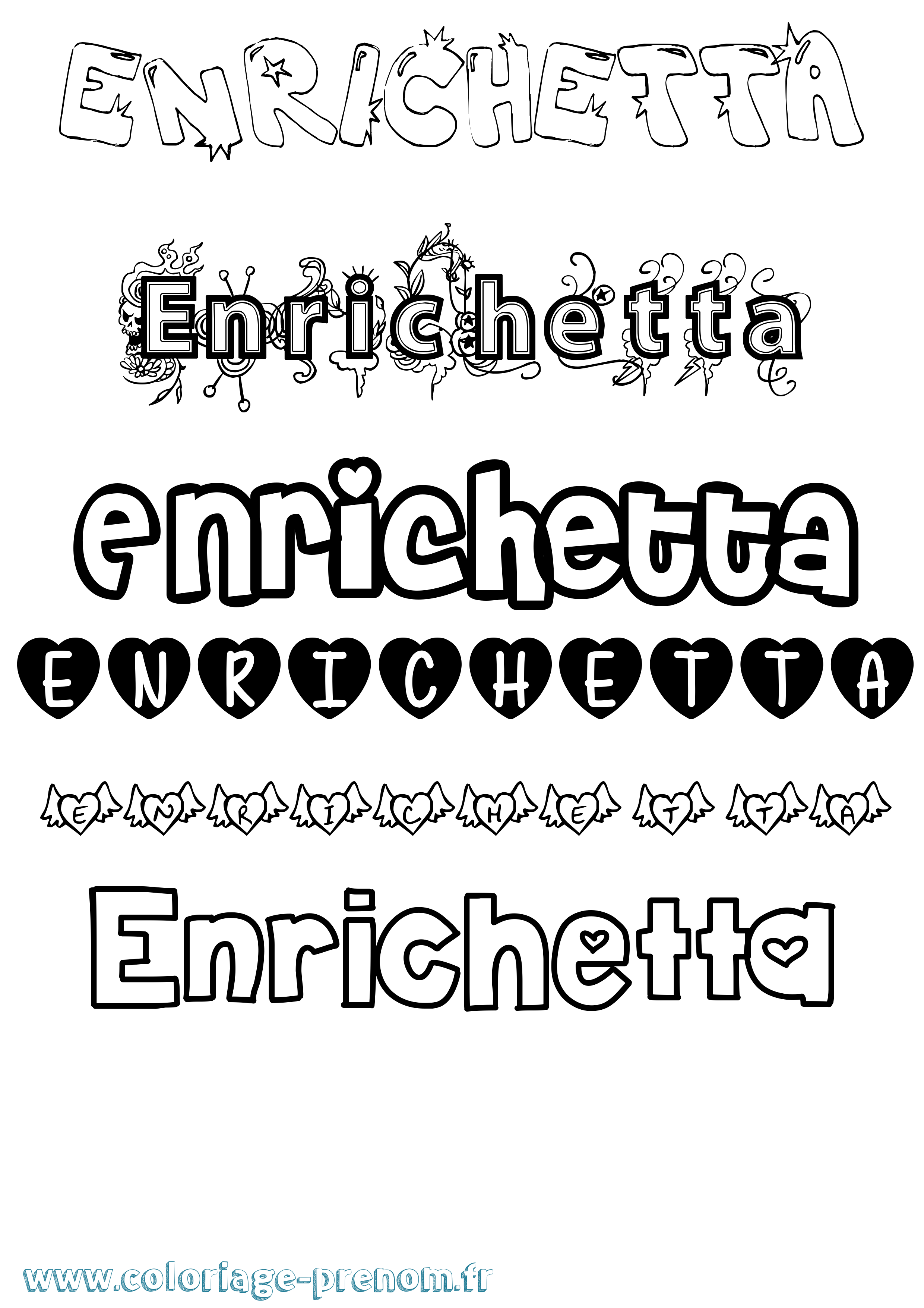Coloriage Enrichetta Girly Coloriage prénom Enrichetta Girly