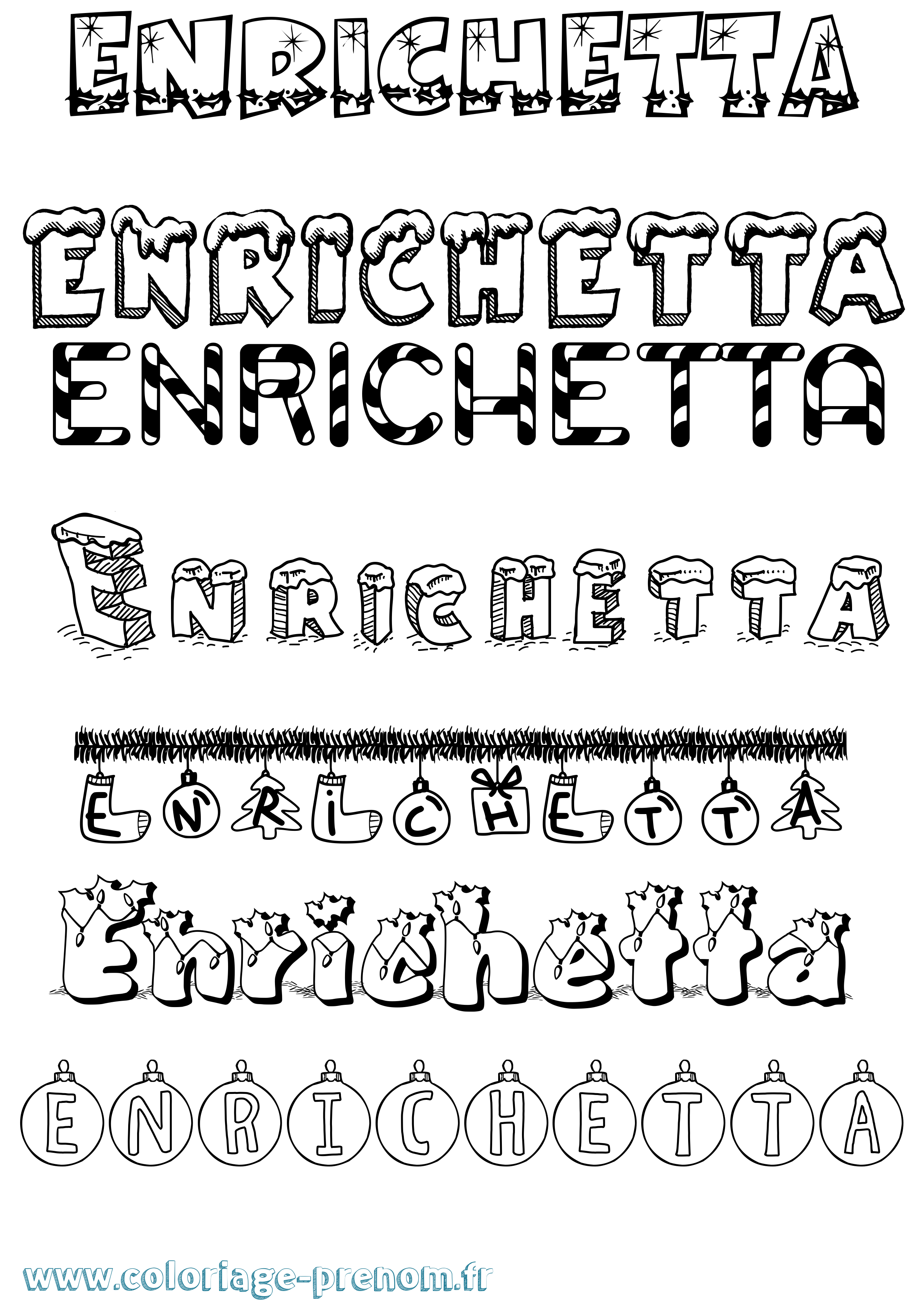 Coloriage Enrichetta Noël Coloriage prénom Enrichetta Noël