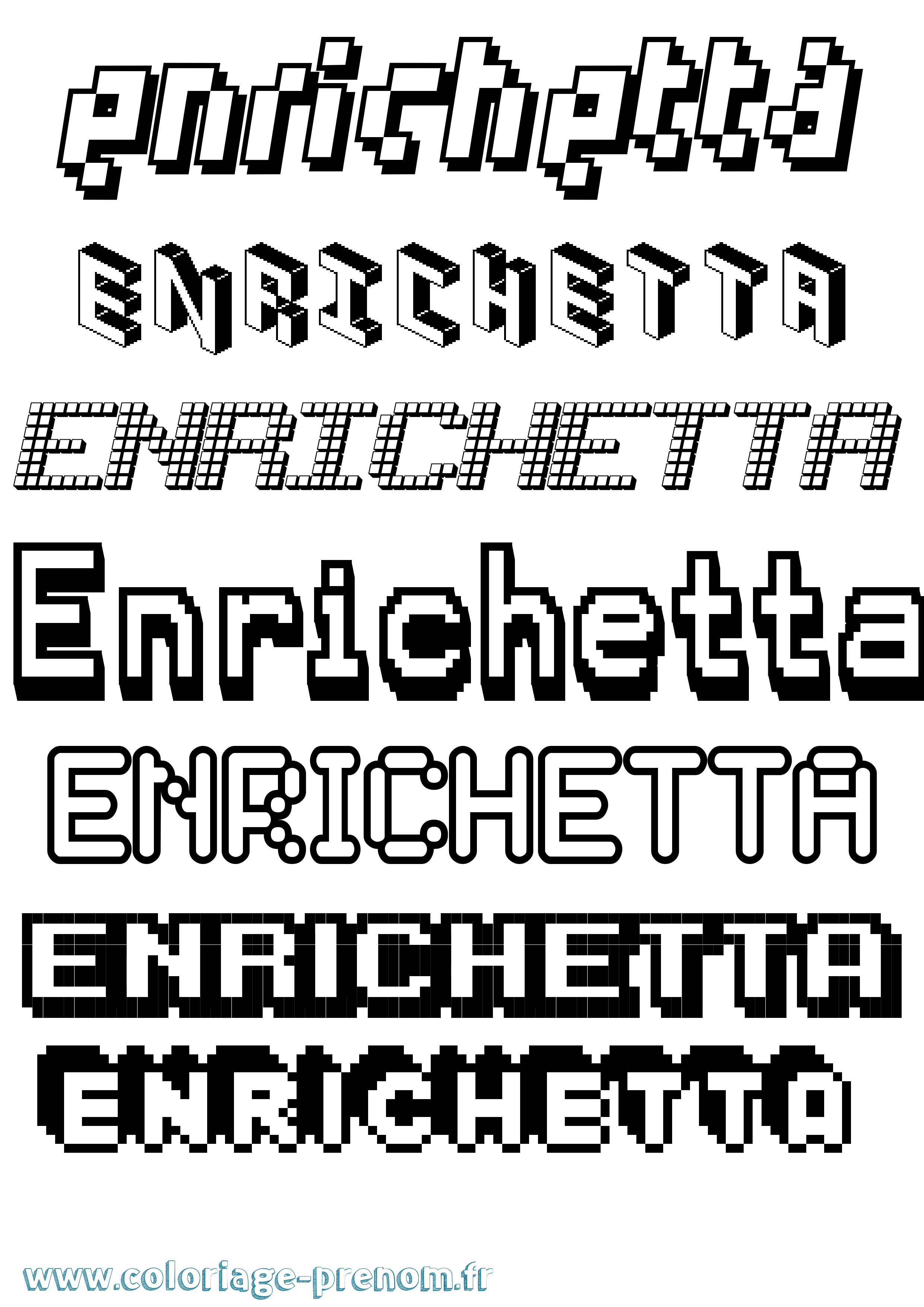 Coloriage Enrichetta Pixel Coloriage prénom Enrichetta Pixel