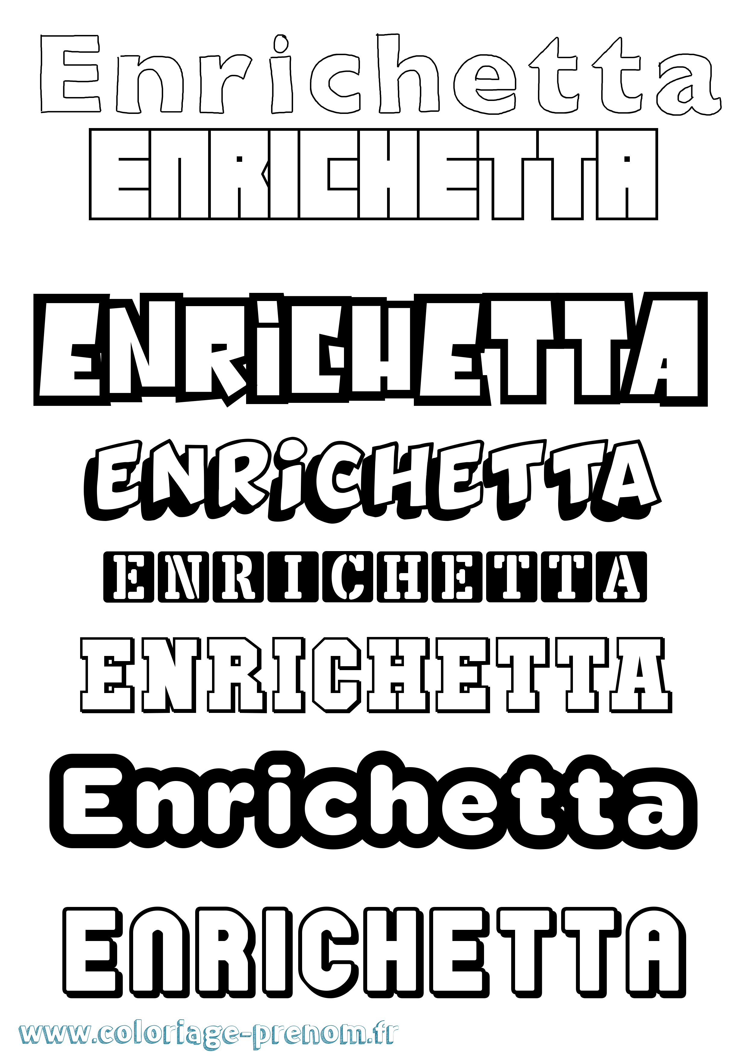 Coloriage Enrichetta Simple Coloriage prénom Enrichetta Simple