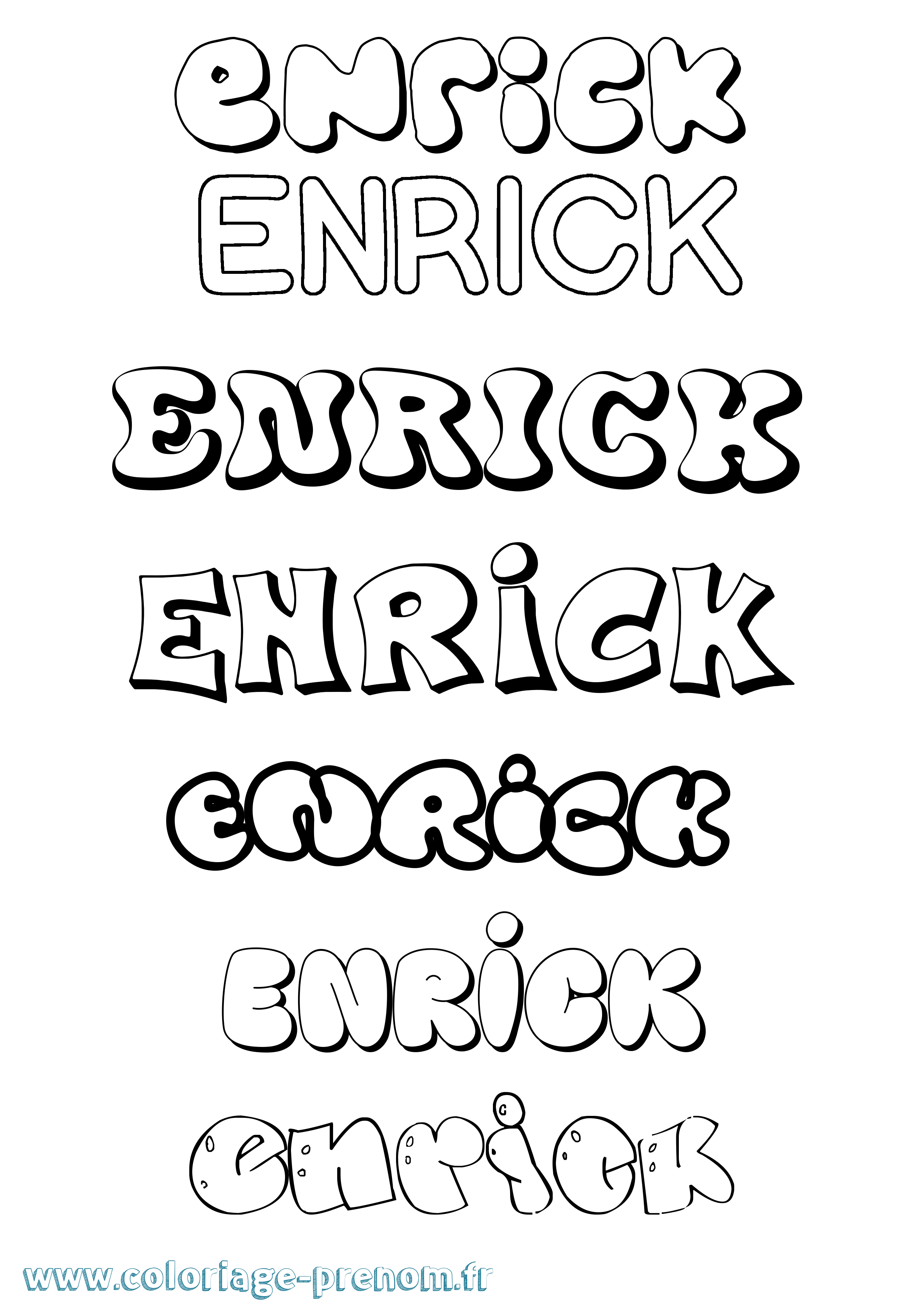 Coloriage Enrick Bubble Coloriage prénom Enrick Bubble