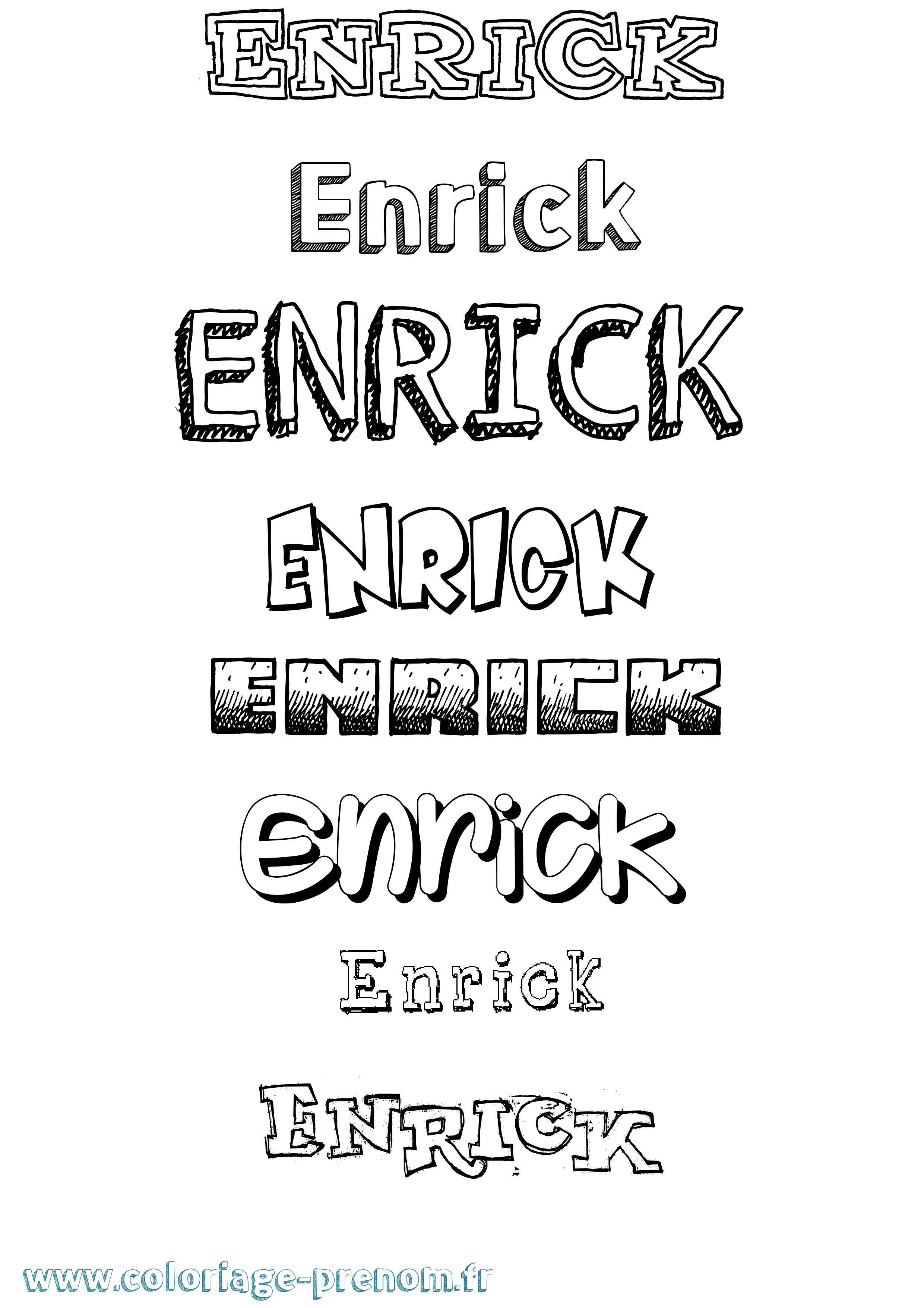 Coloriage Enrick Dessiné Coloriage prénom Enrick Dessiné