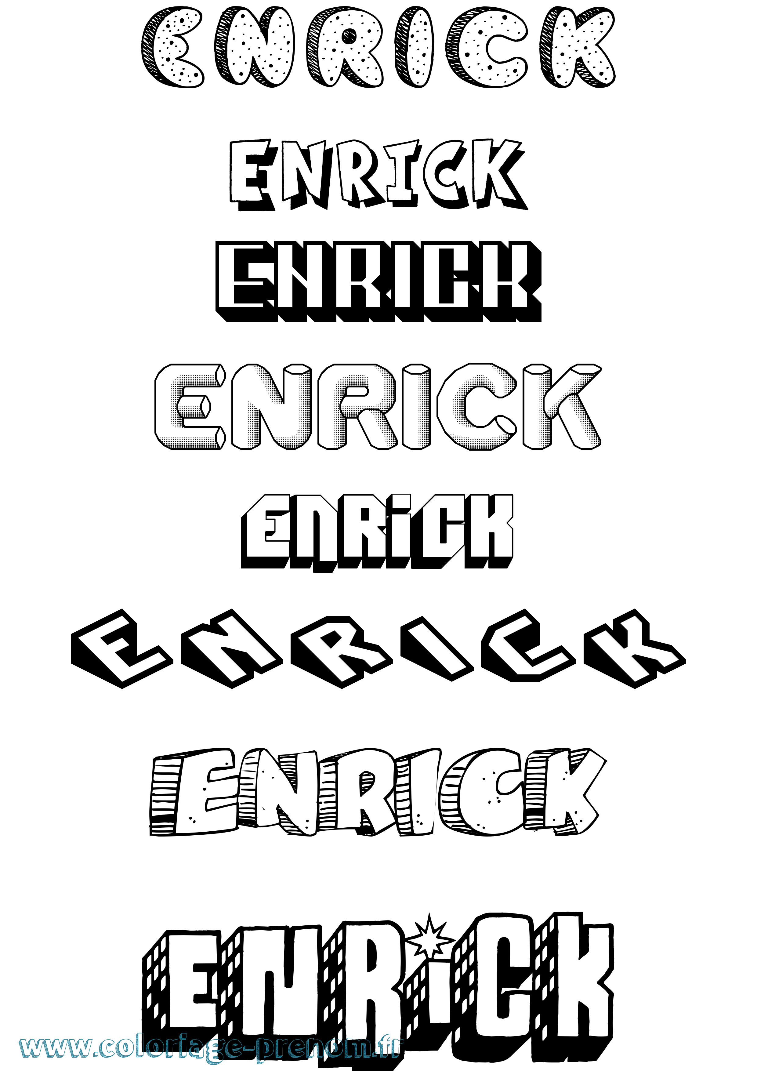 Coloriage Enrick Effet 3D Coloriage prénom Enrick Effet 3D