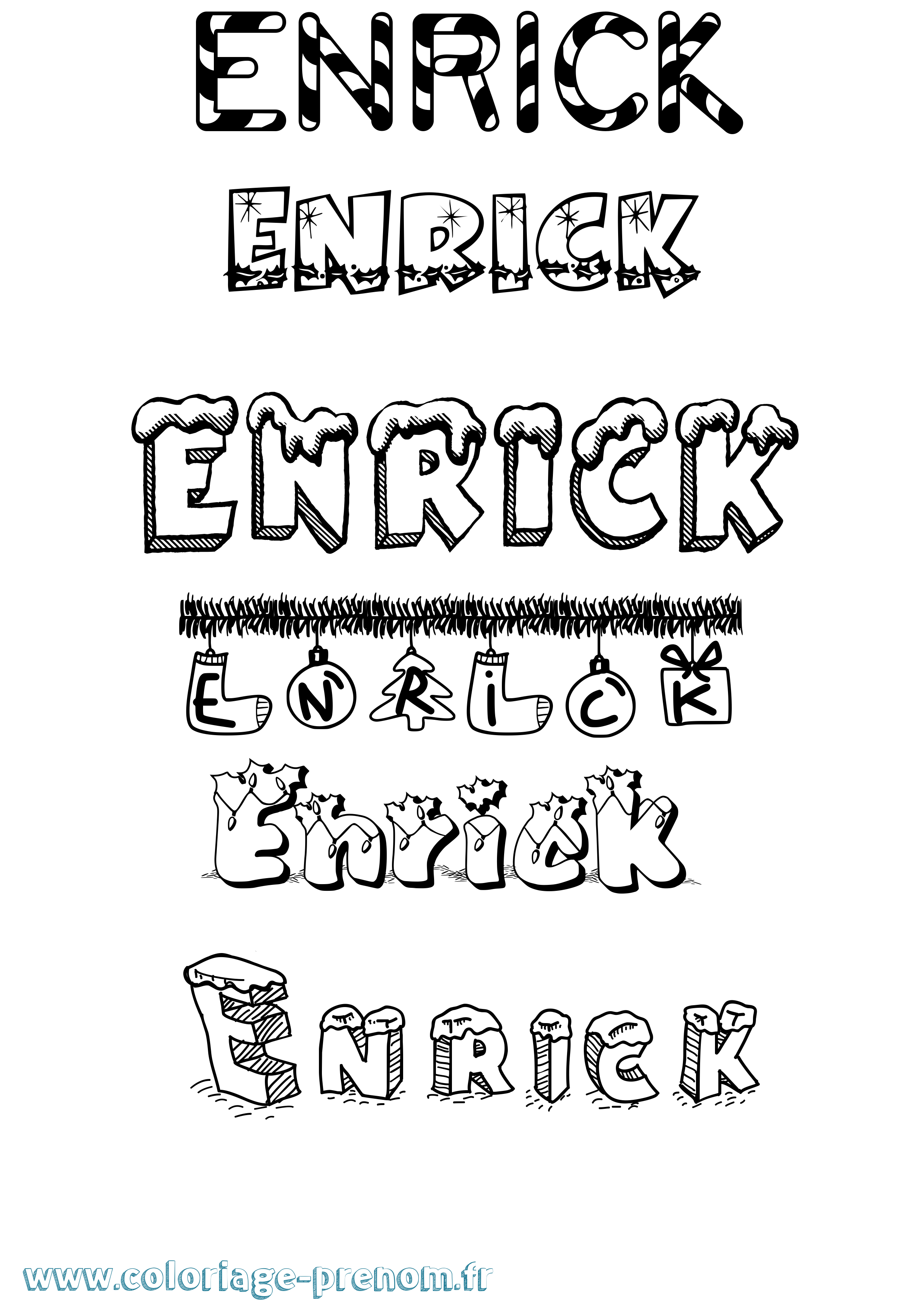 Coloriage Enrick Noël Coloriage prénom Enrick Noël