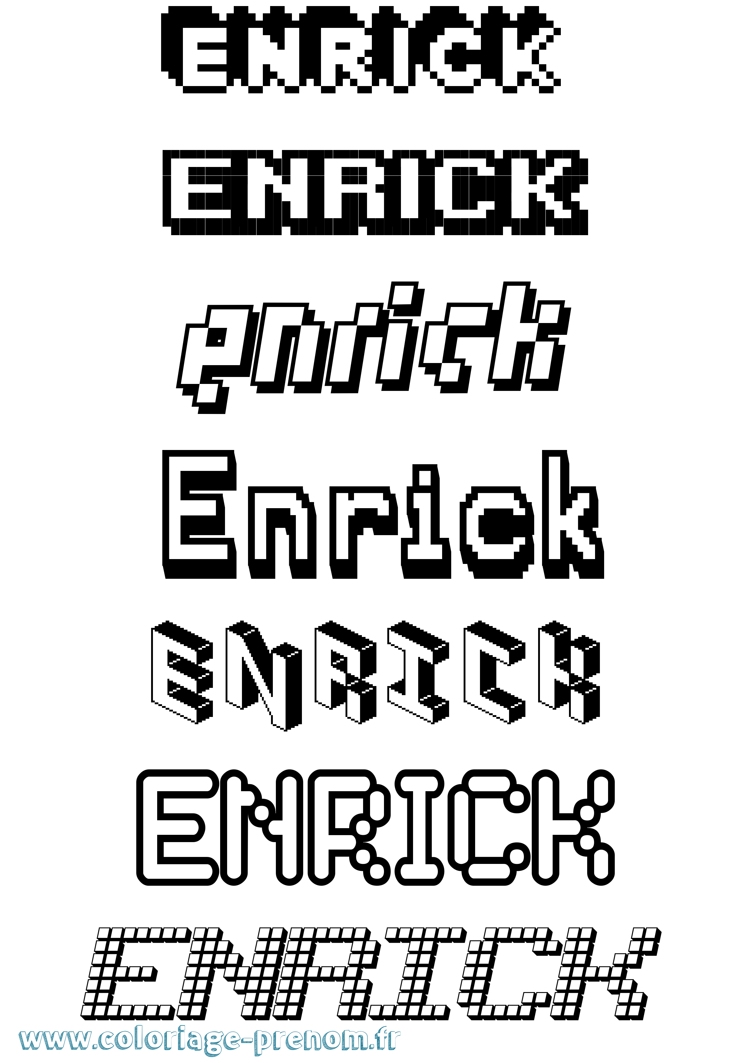Coloriage Enrick Pixel Coloriage prénom Enrick Pixel