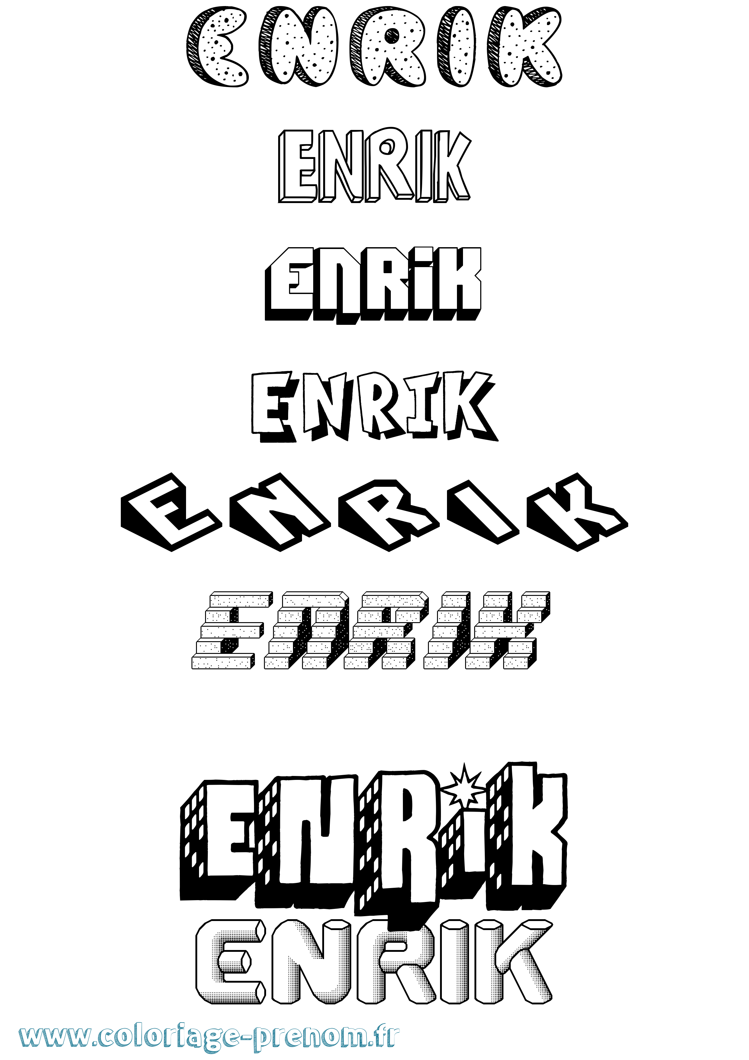 Coloriage Enrik Effet 3D Coloriage prénom Enrik Effet 3D
