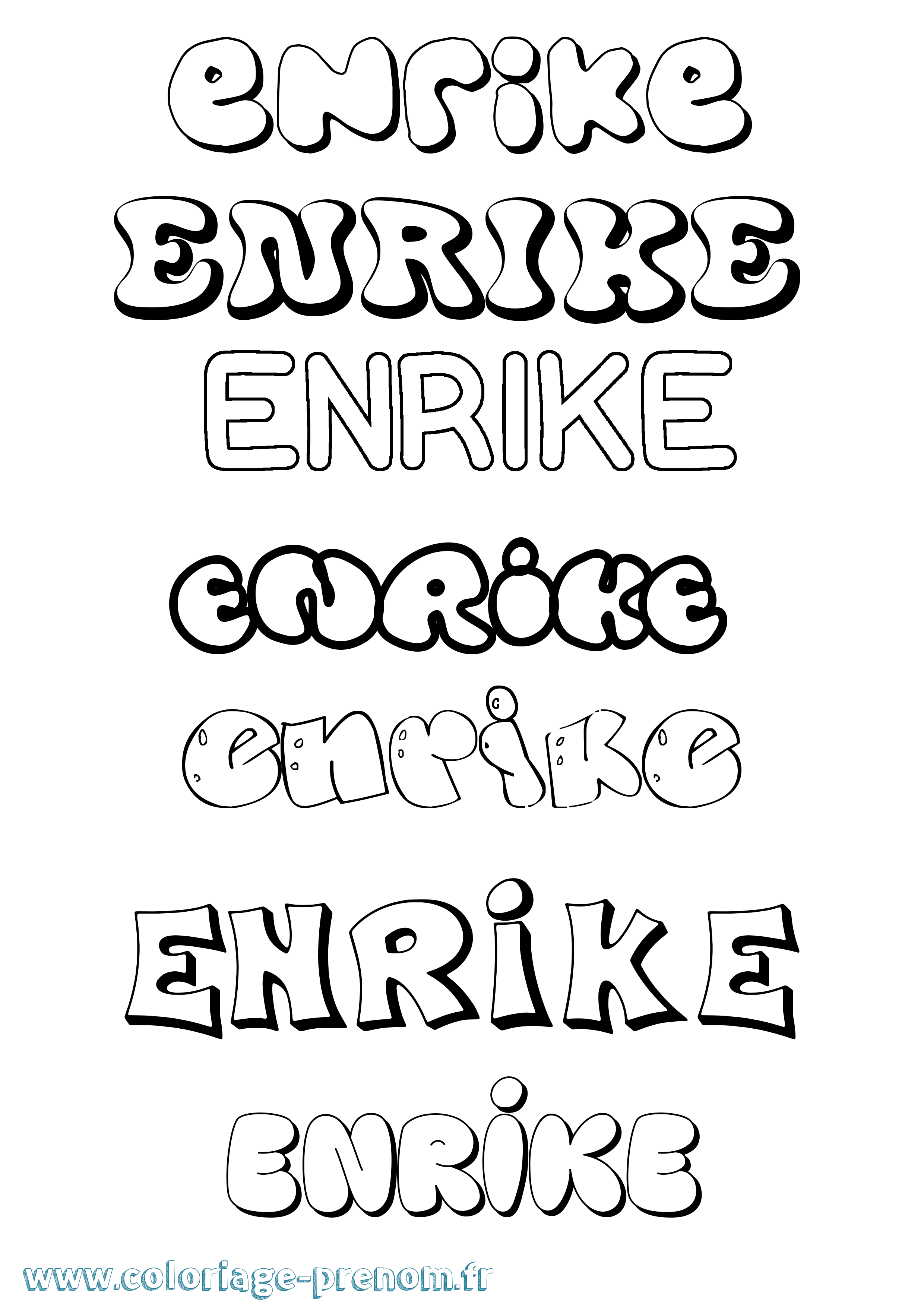 Coloriage Enrike Bubble Coloriage prénom Enrike Bubble