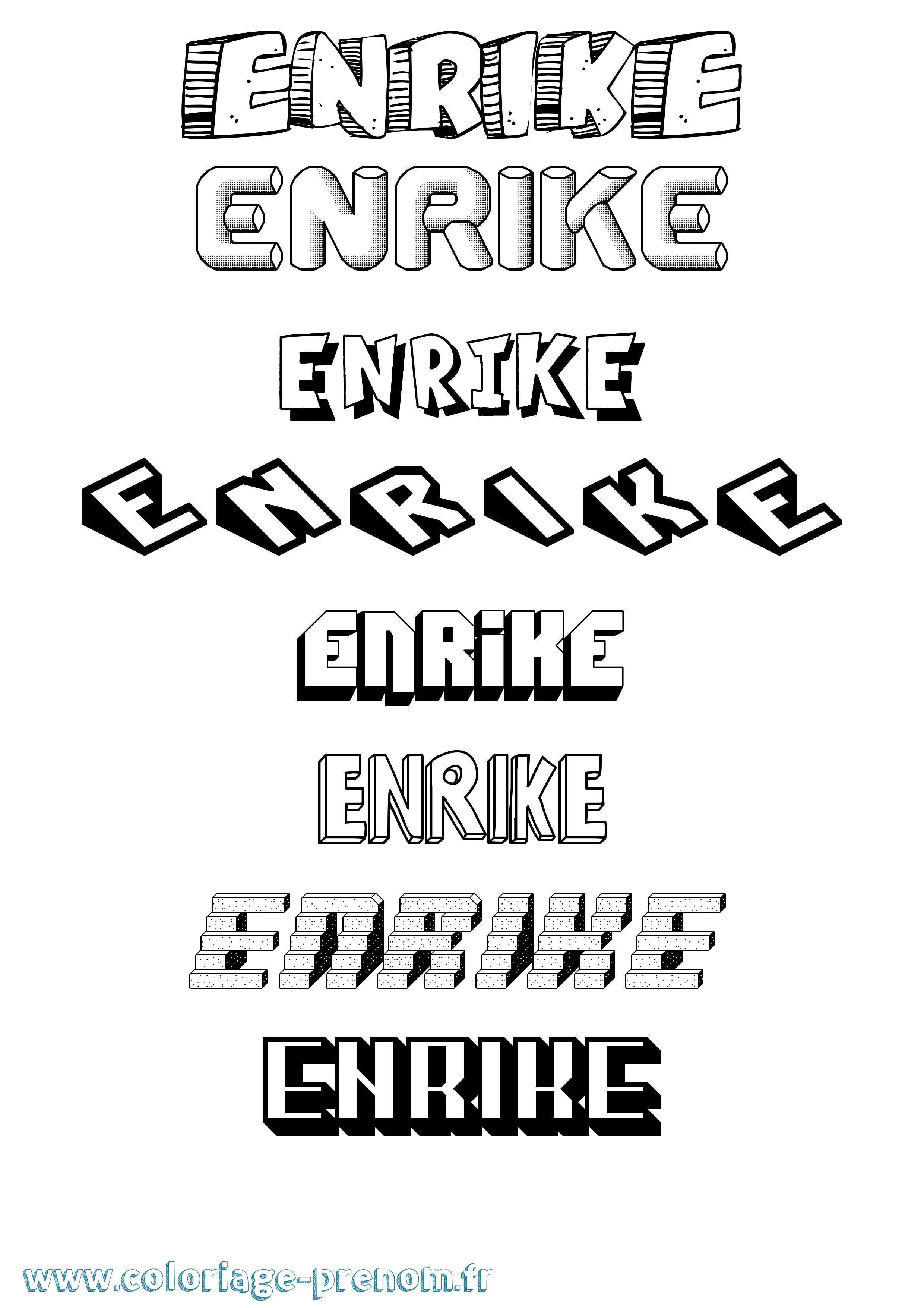 Coloriage Enrike Effet 3D Coloriage prénom Enrike Effet 3D