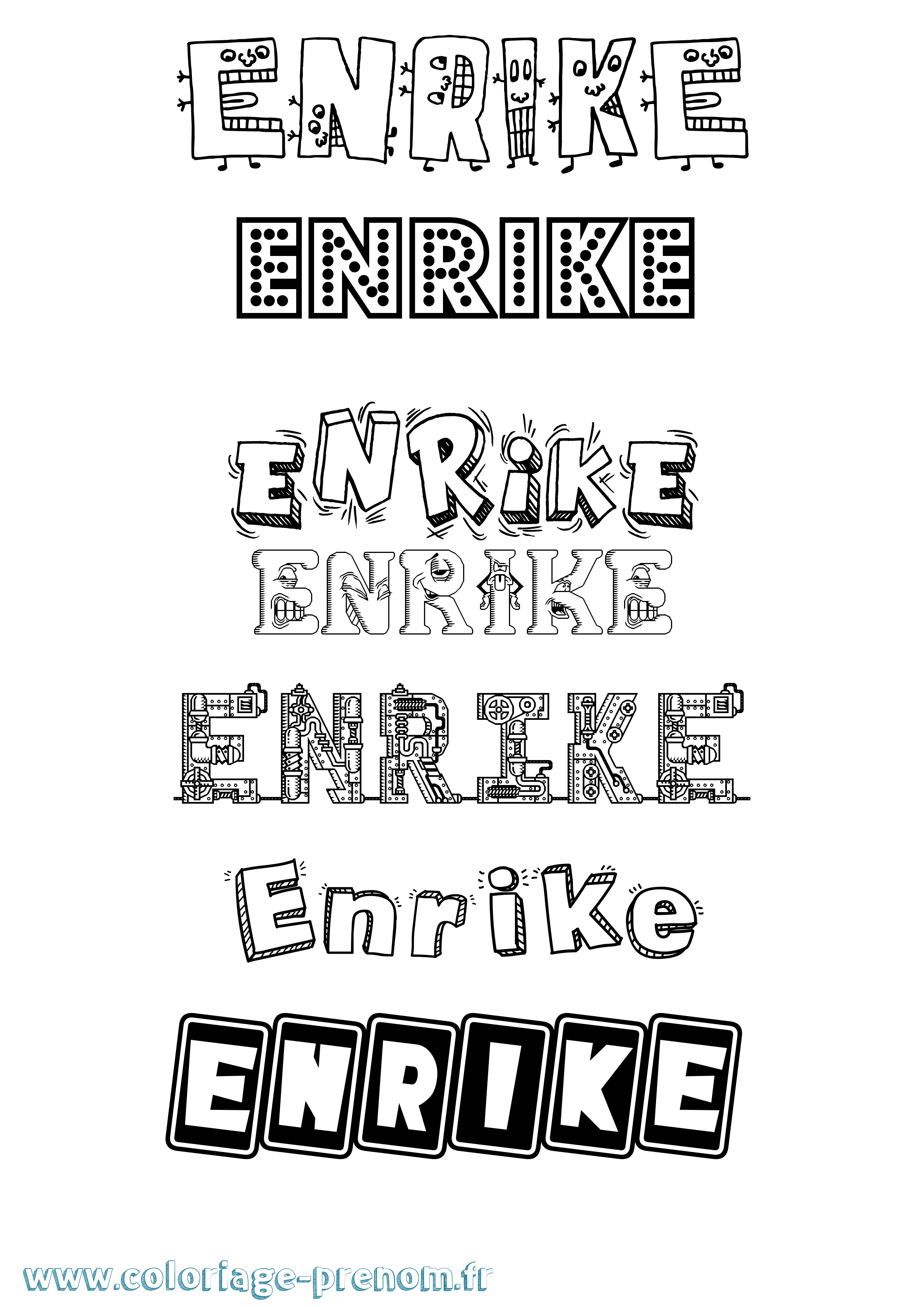 Coloriage Enrike Fun Coloriage prénom Enrike Fun