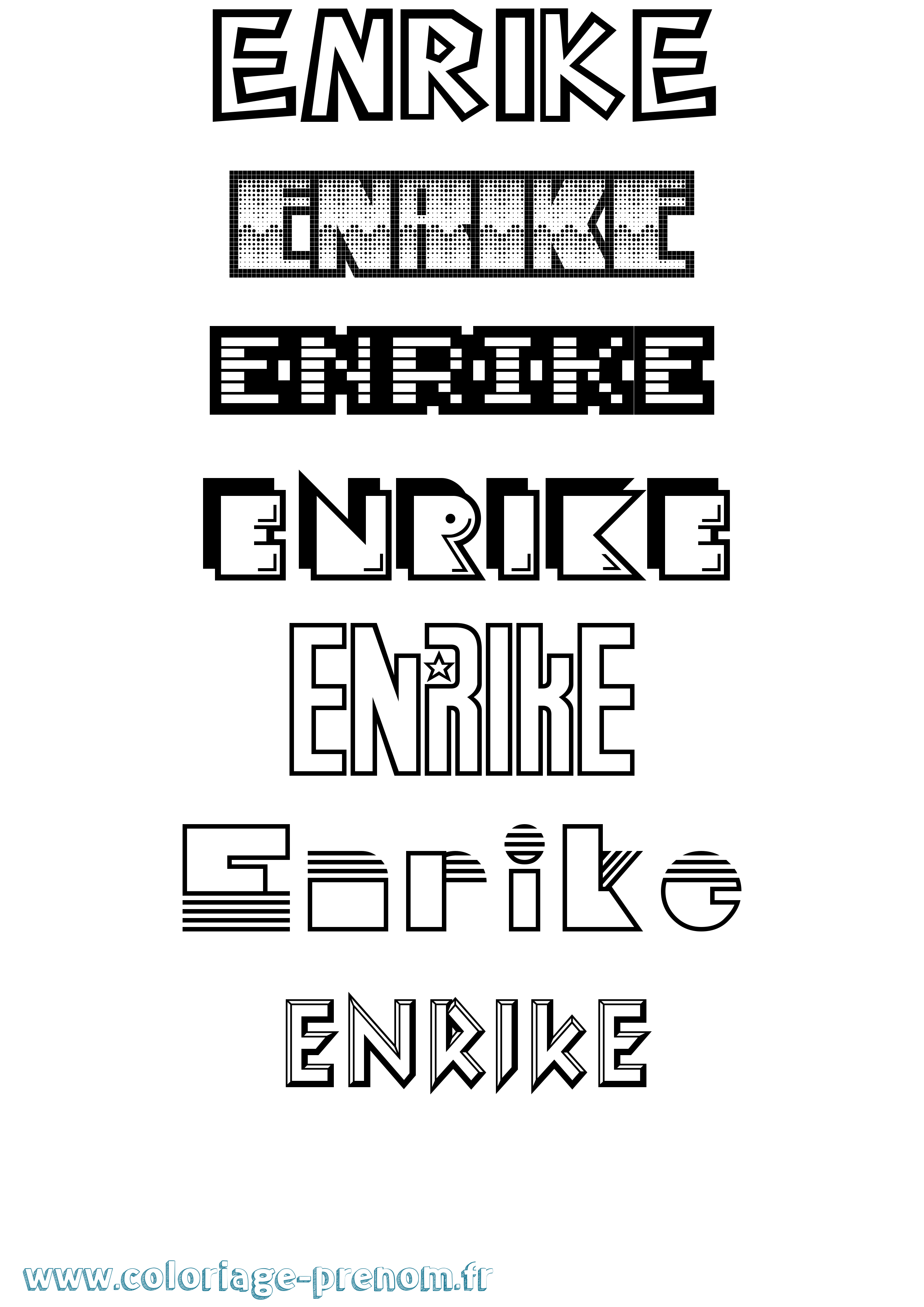Coloriage Enrike Jeux Vidéos Coloriage prénom Enrike Jeux Vidéos