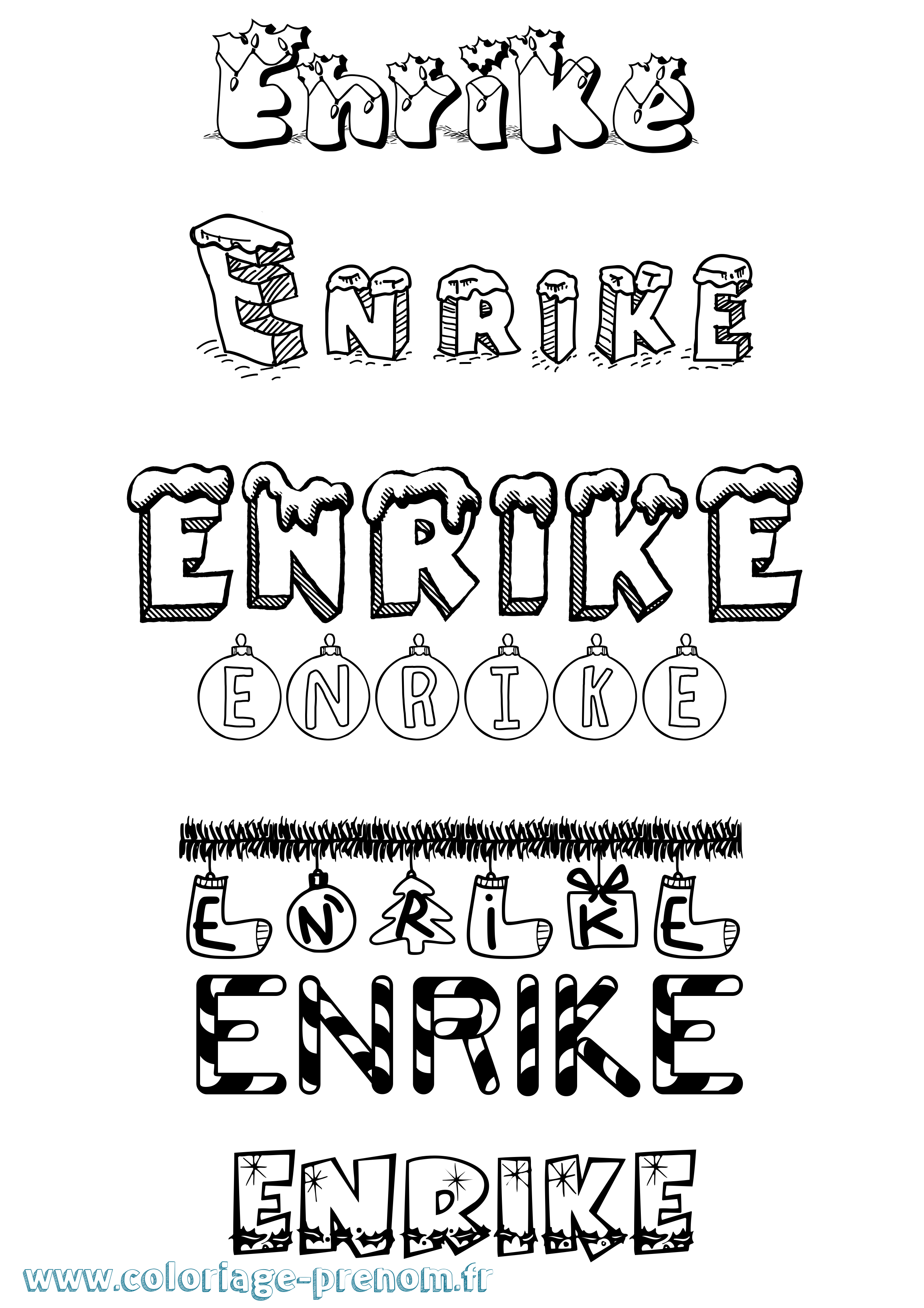 Coloriage Enrike Noël Coloriage prénom Enrike Noël